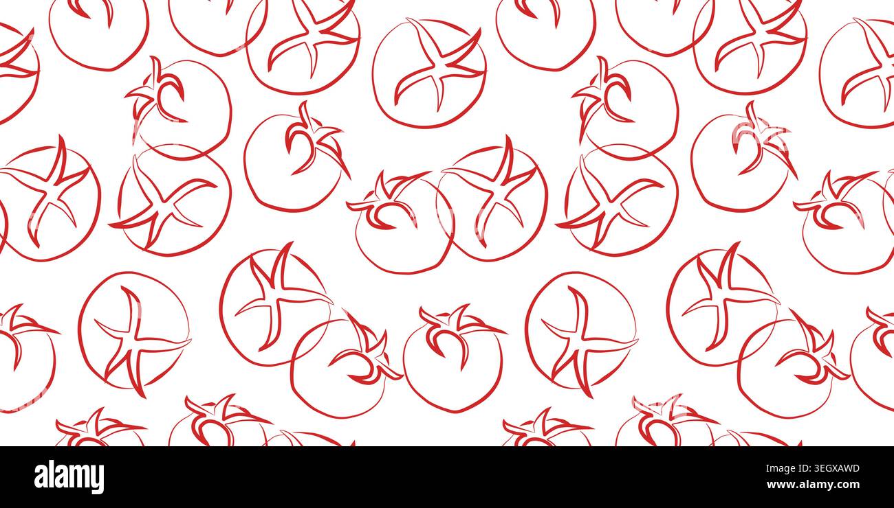 Seamless doodle pattern with tomatoes. Stock Vector