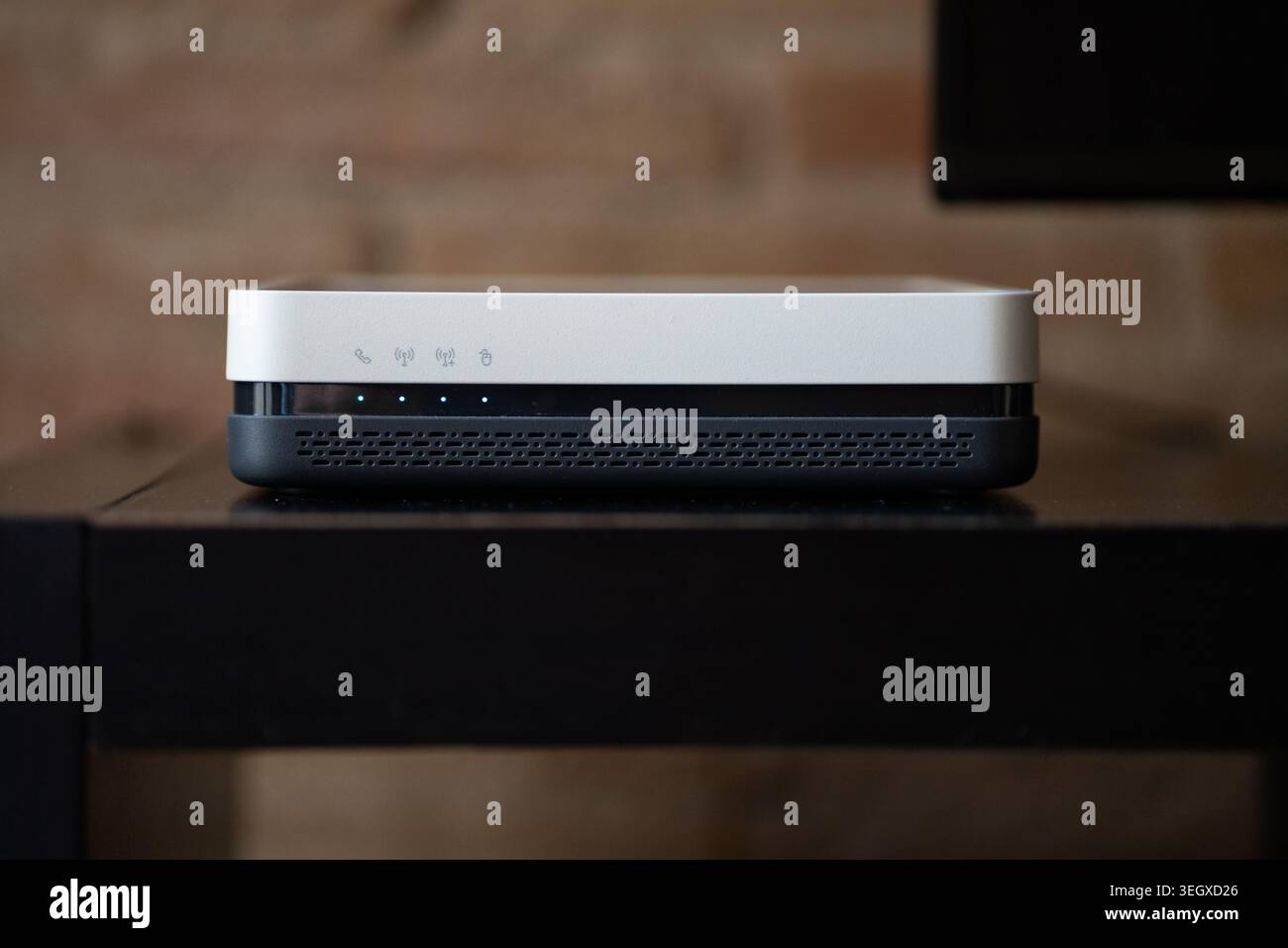 Wireless router providing home network connectivity, modern internet access Stock Photo