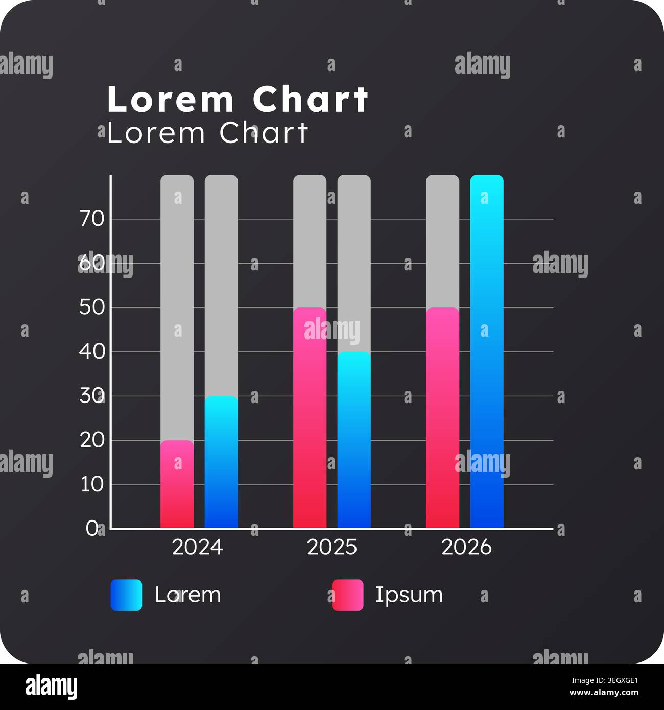 100 percent stacked column dark slide chart Stock Vector