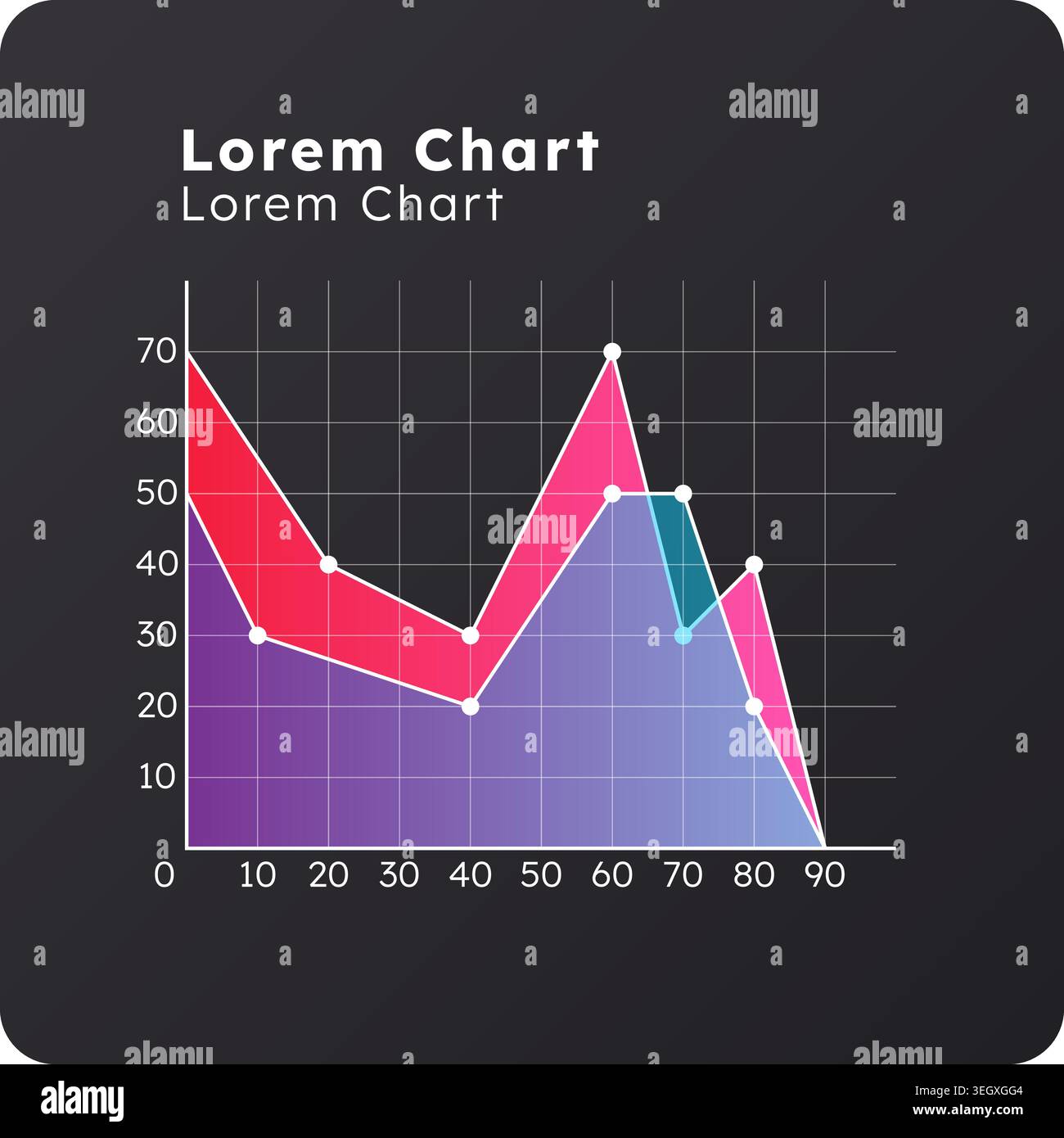 Stacked area dark slide chart Stock Vector