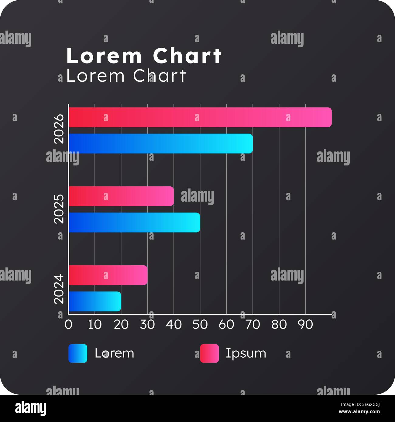 Clustered bar dark slide chart Stock Vector