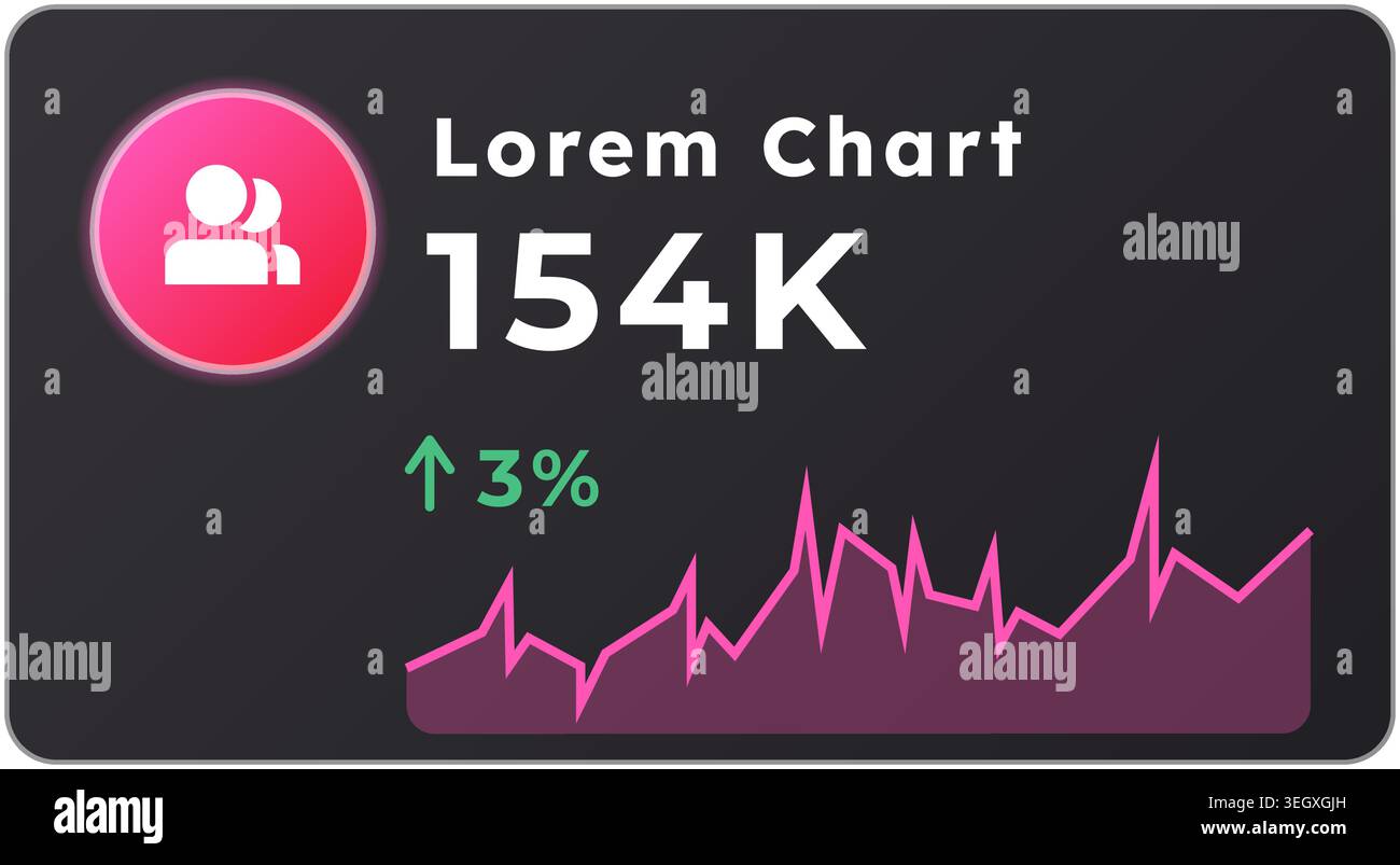 Social media dashboard card dark slide chart Stock Vector