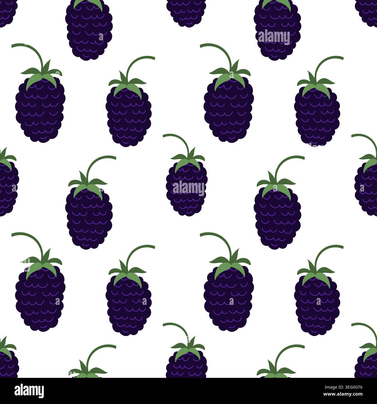 Seamless mulberry pattern on white background Stock Vector