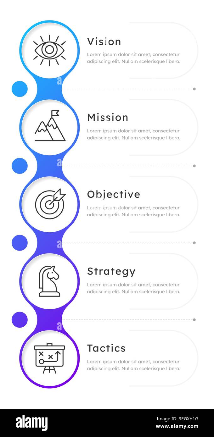 VMOST circle blue gradient infographic 5 steps Stock Vector