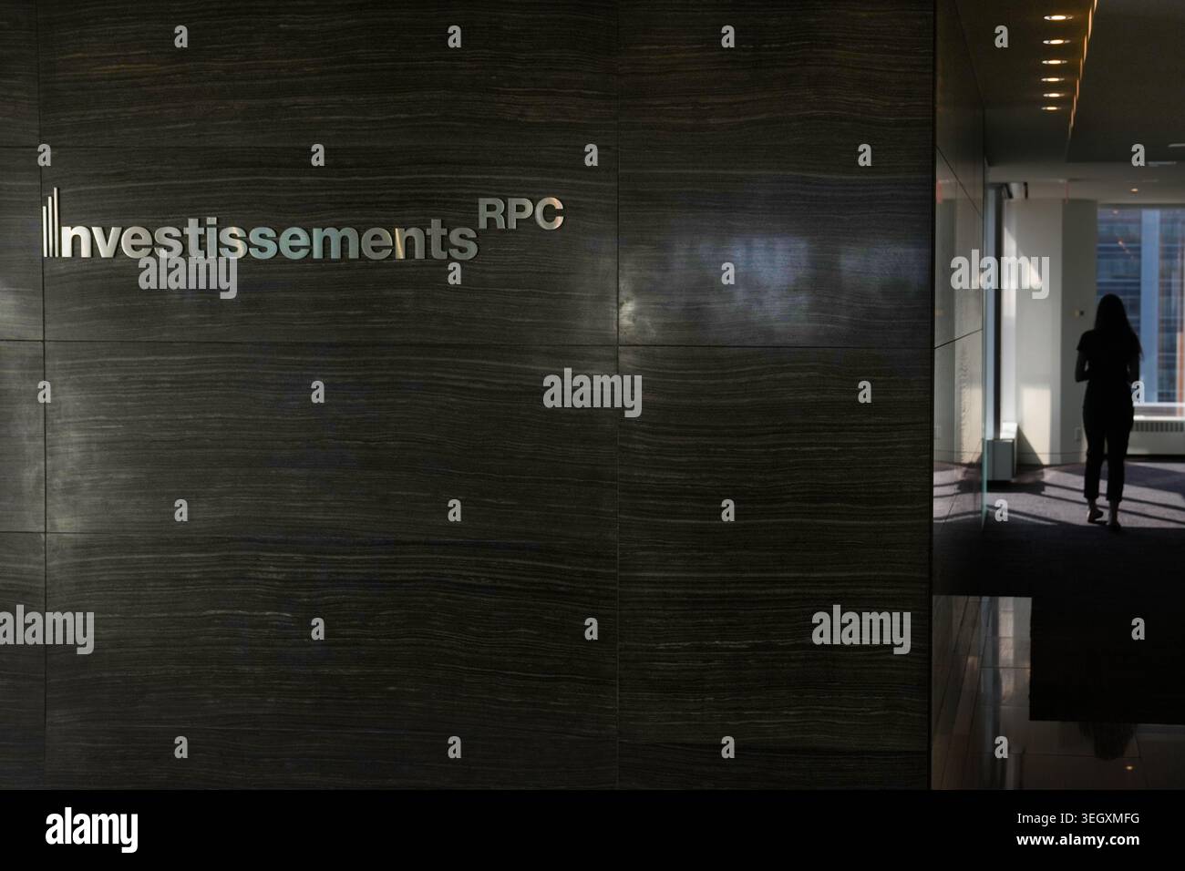 Signage is seen in the reception of CPP Investments' Toronto offices ...