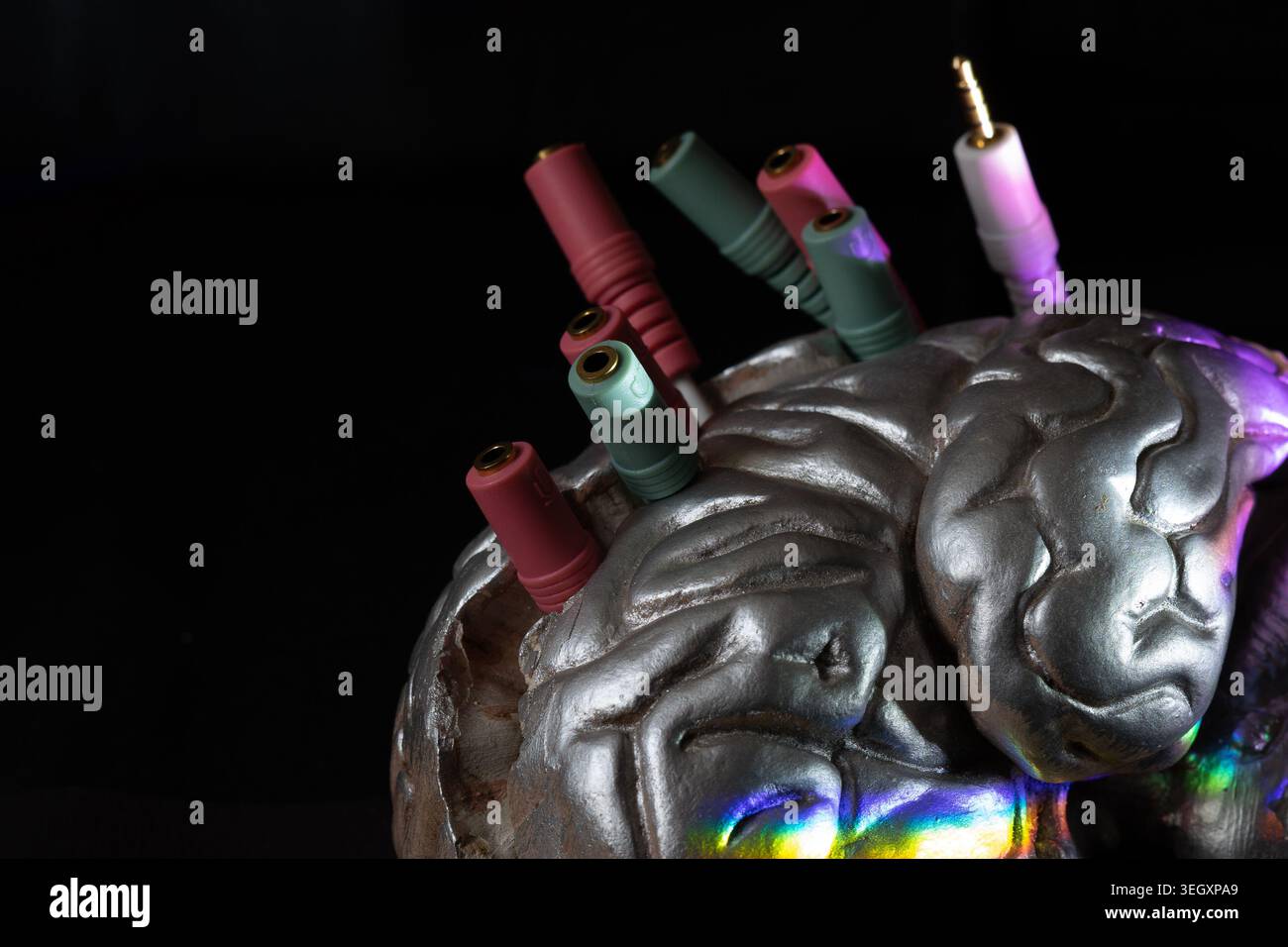 Artificial Intelligence Concept with Brain and Data Connections Stock Photo