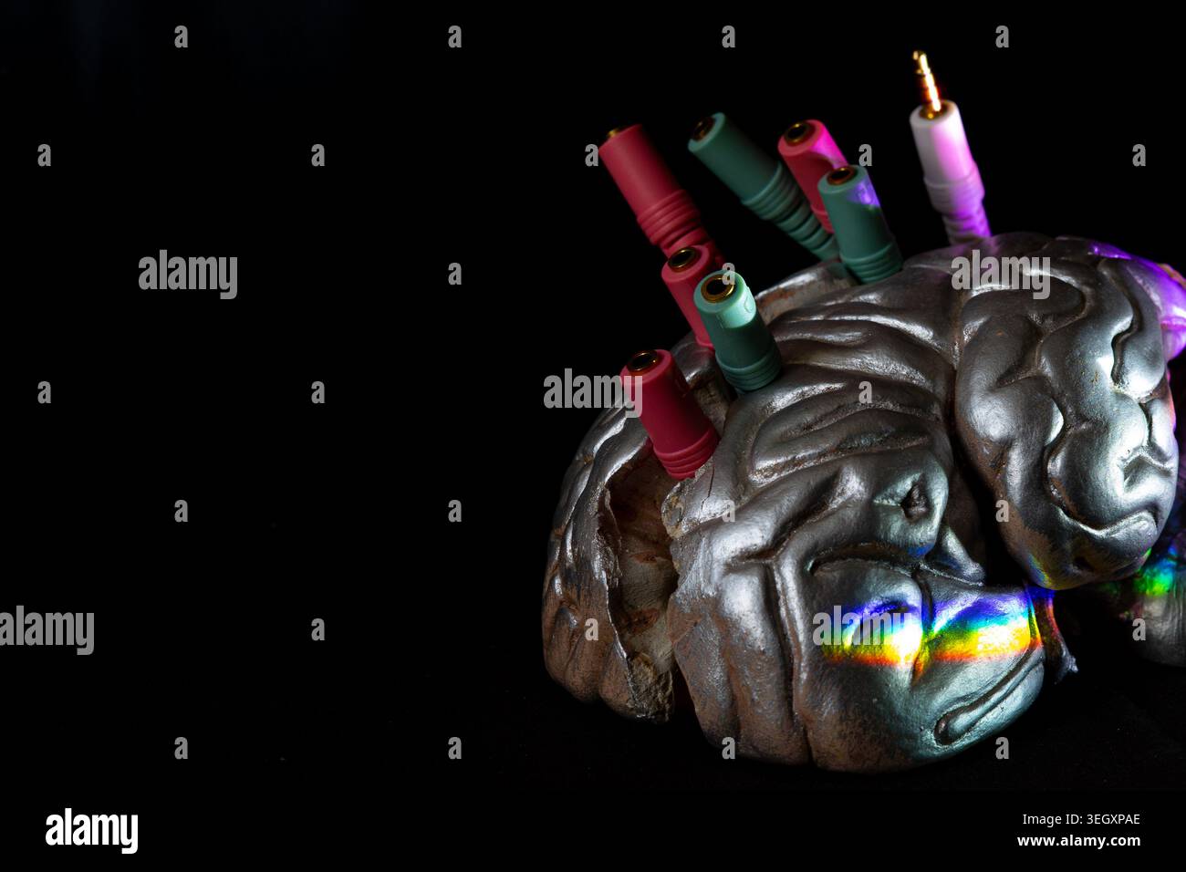 Artificial Intelligence Concept with Brain and Data Connections Stock Photo