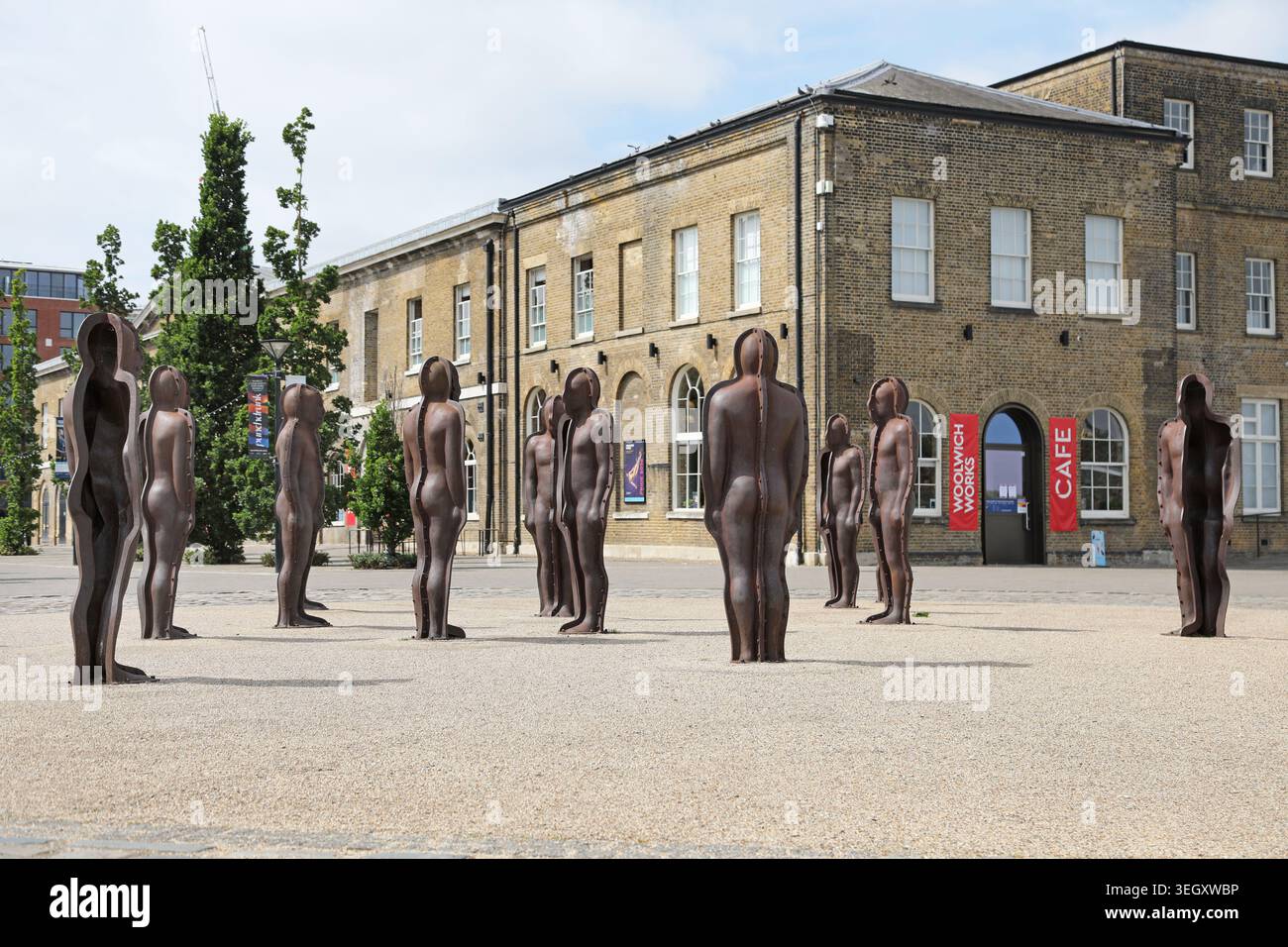 The Assembly, sculpture by Peter Burke by the River Thames in Woolwich ...