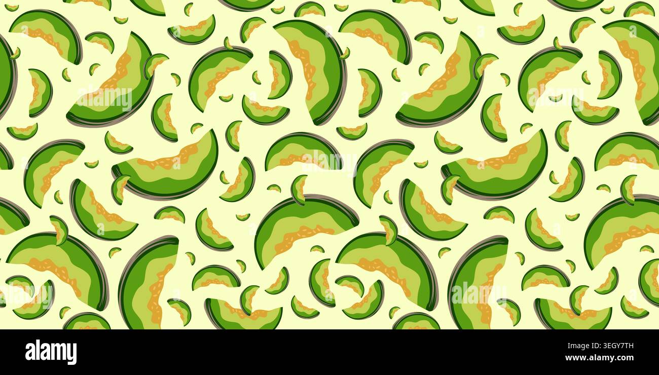 Melon Fruits Seamless Pattern Design. Melon Background Stock Vector