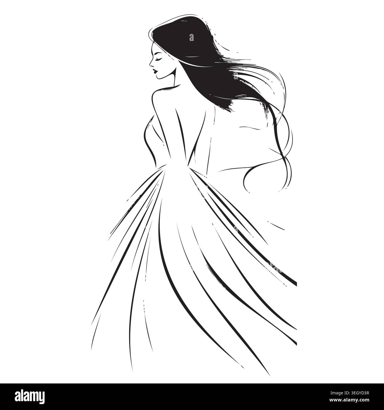 Line drawing woman dress long Black and White Stock Photos & Images - Alamy Line drawing woman dress long Black and White Stock Photos & Images - Alamy