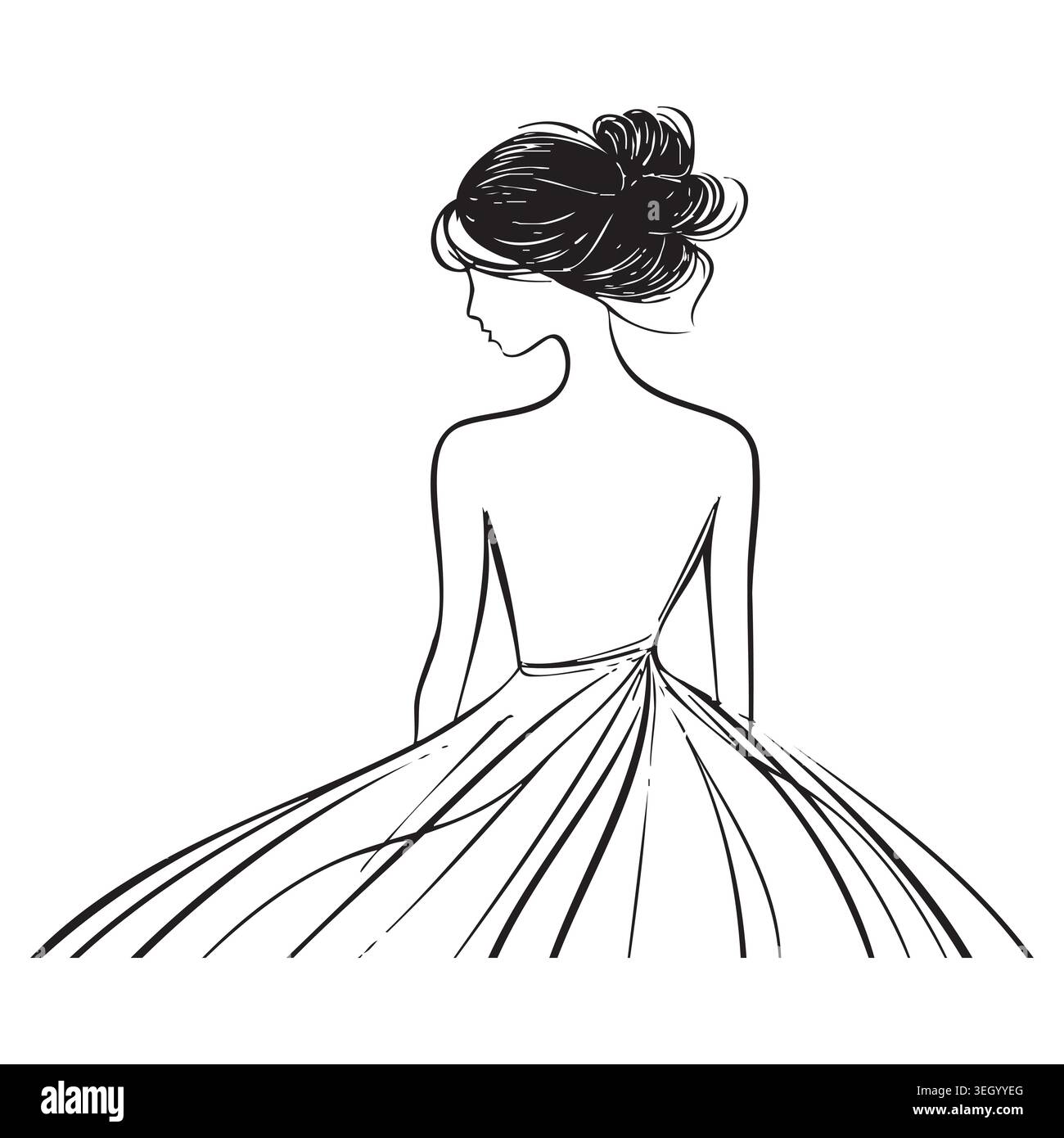 a line silhouette dress sketch Elegant dress on mannequin, minimalist continuous line drawing 77020461 Vector Art at Vecteezy
