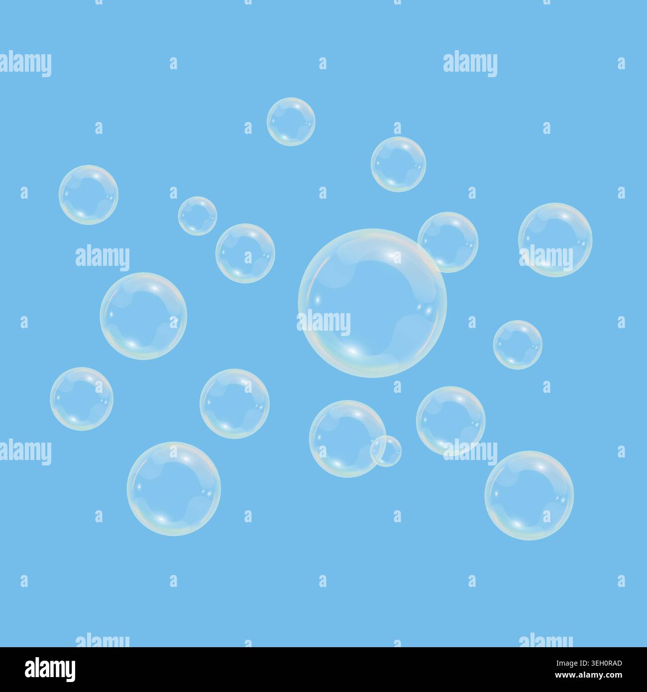Soap bubble set white and transparent. Vector design. Stock Vector