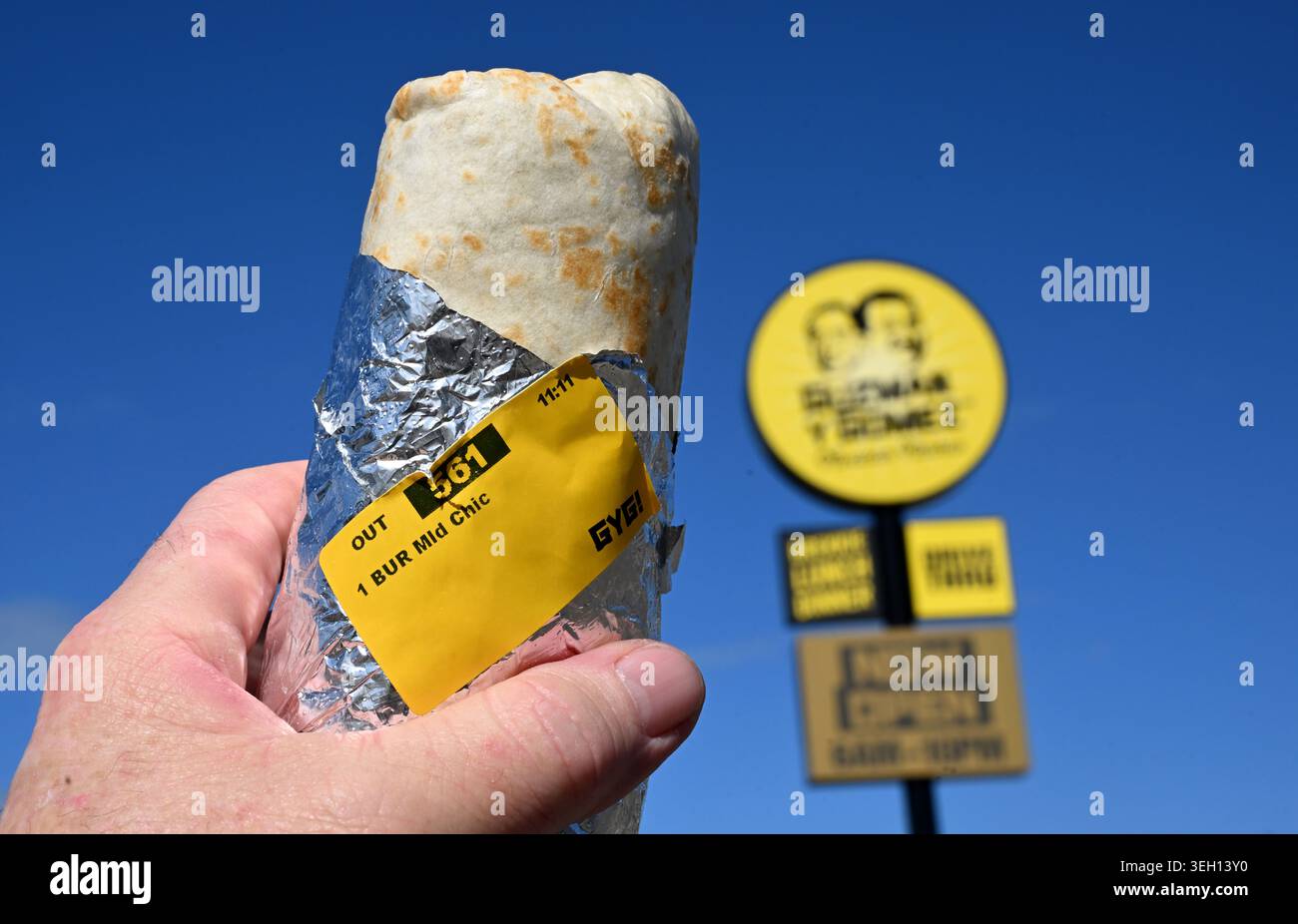 A Guzman y Gomez chicken burrito is seen at a Guzman y Gomez restaurant ...