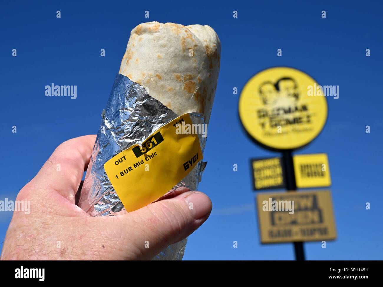 A Guzman y Gomez chicken burrito is seen at a Guzman y Gomez restaurant ...