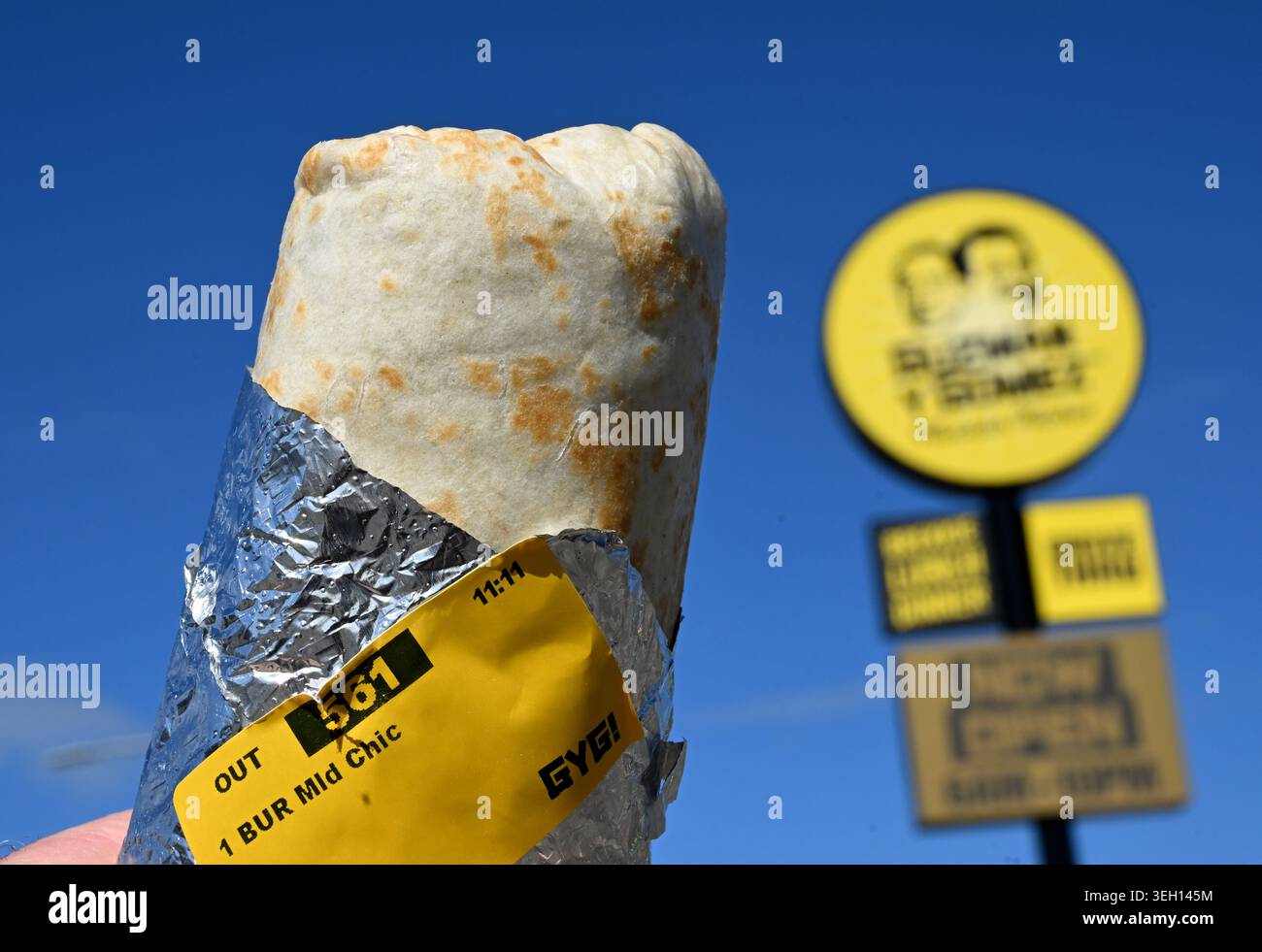 A Guzman y Gomez chicken burrito is seen at a Guzman y Gomez restaurant ...