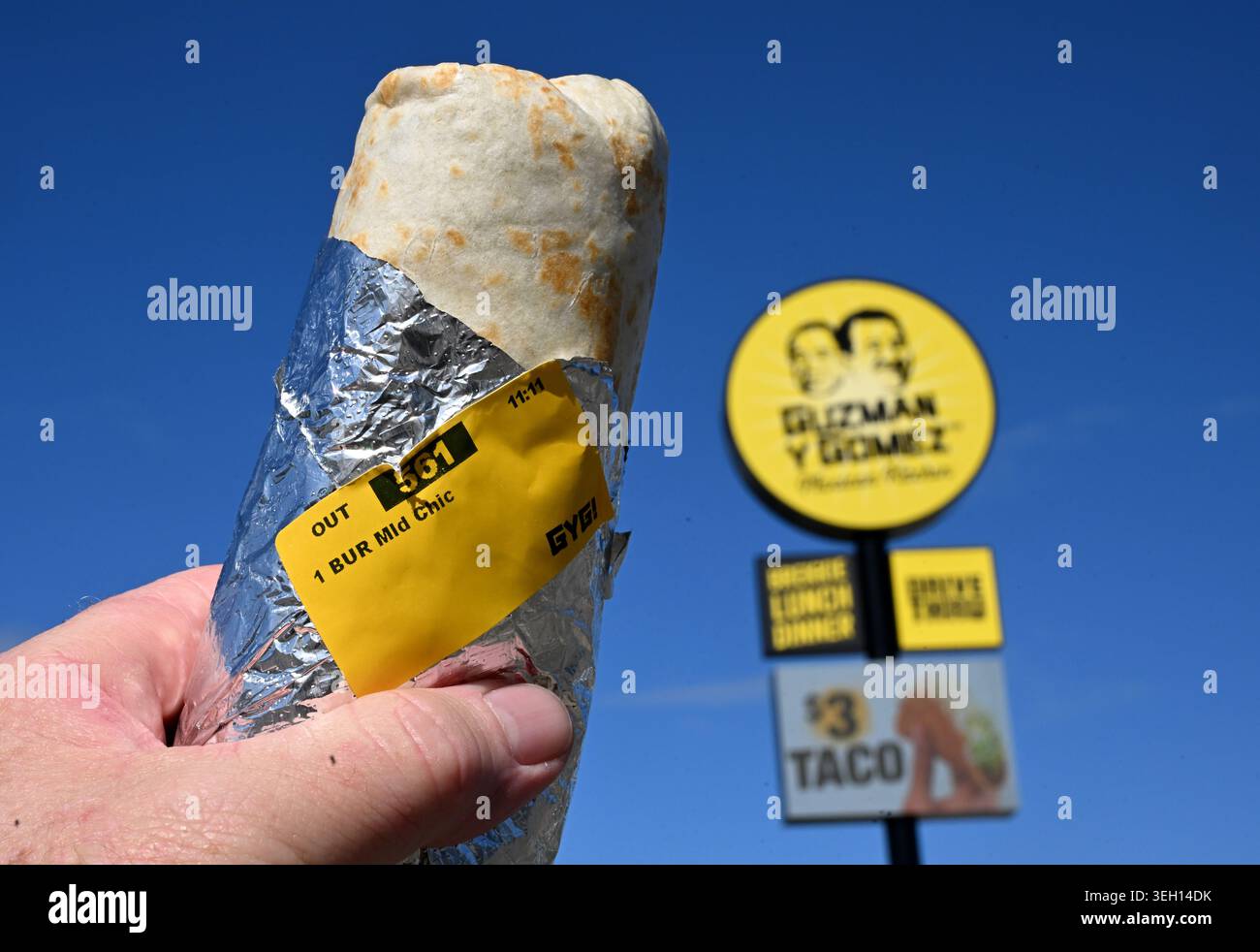 A Guzman y Gomez chicken burrito is seen at a Guzman y Gomez restaurant ...