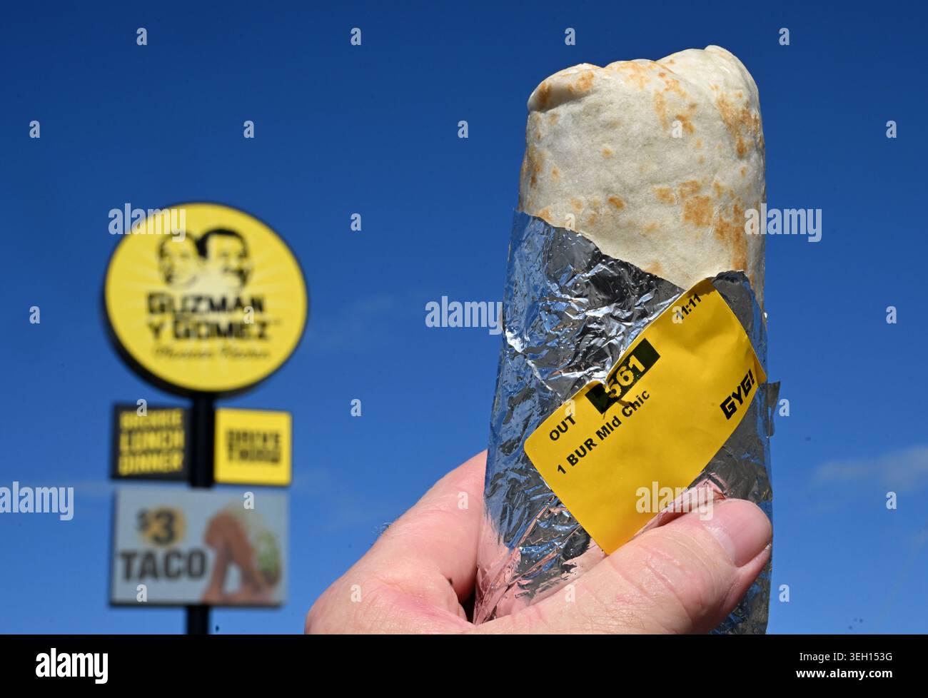 A Guzman y Gomez chicken burrito is seen at a Guzman y Gomez restaurant ...