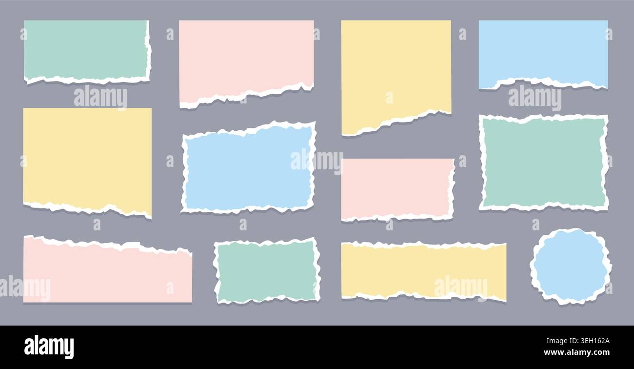 Old Ripped Note Paper Paper torn note texture set. Hand drawn paper torn note with edge tear ...