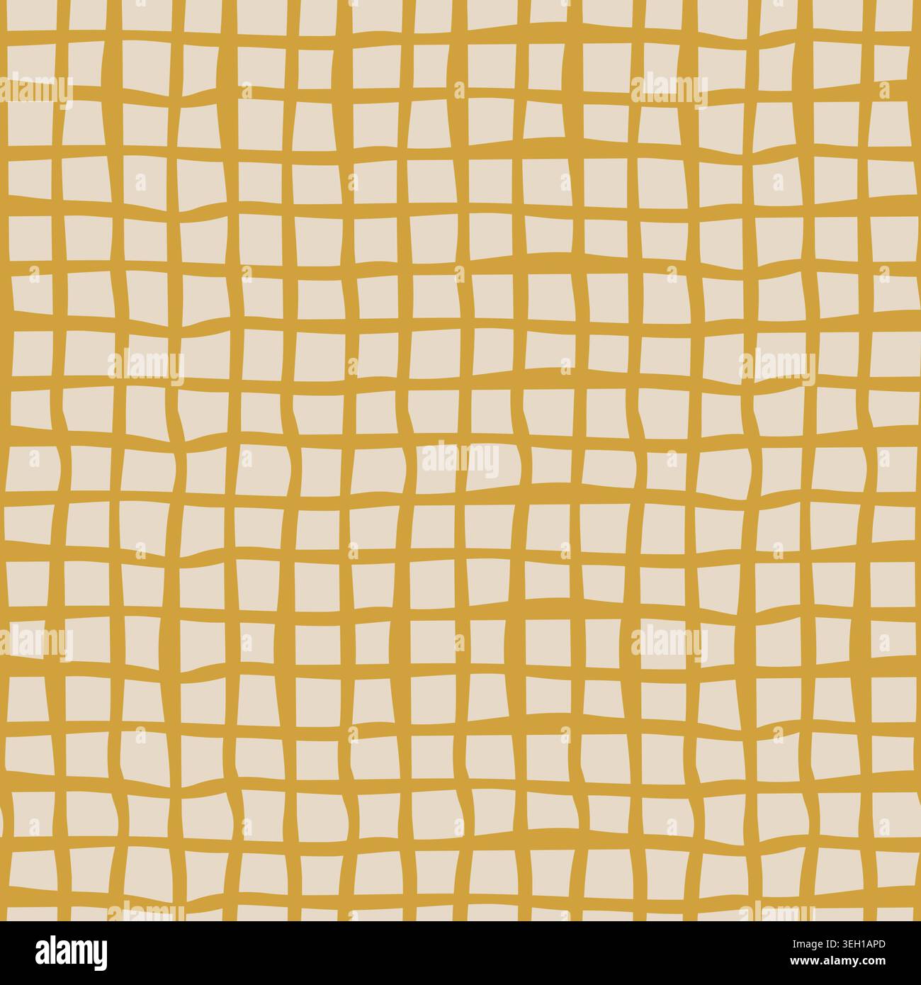 Hand Drawn Mustard Yellow Grid Pattern Stock Vector