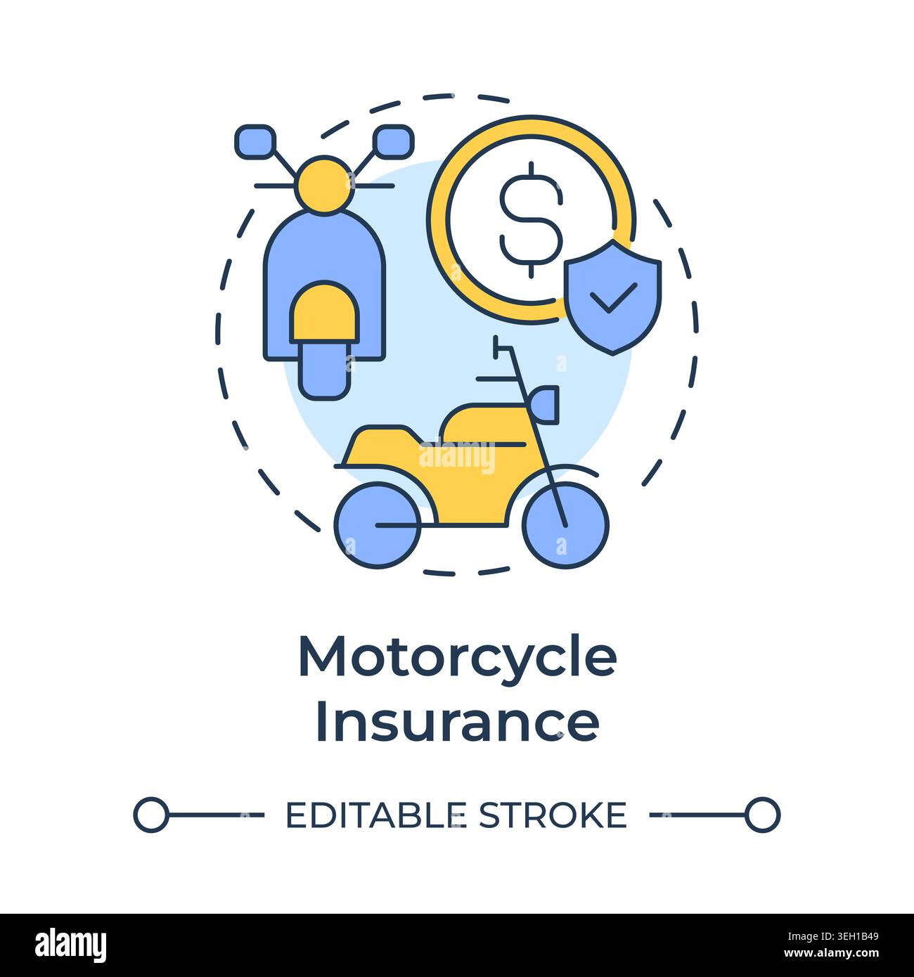 Motorcycle insurance multi color concept icon Stock Vector