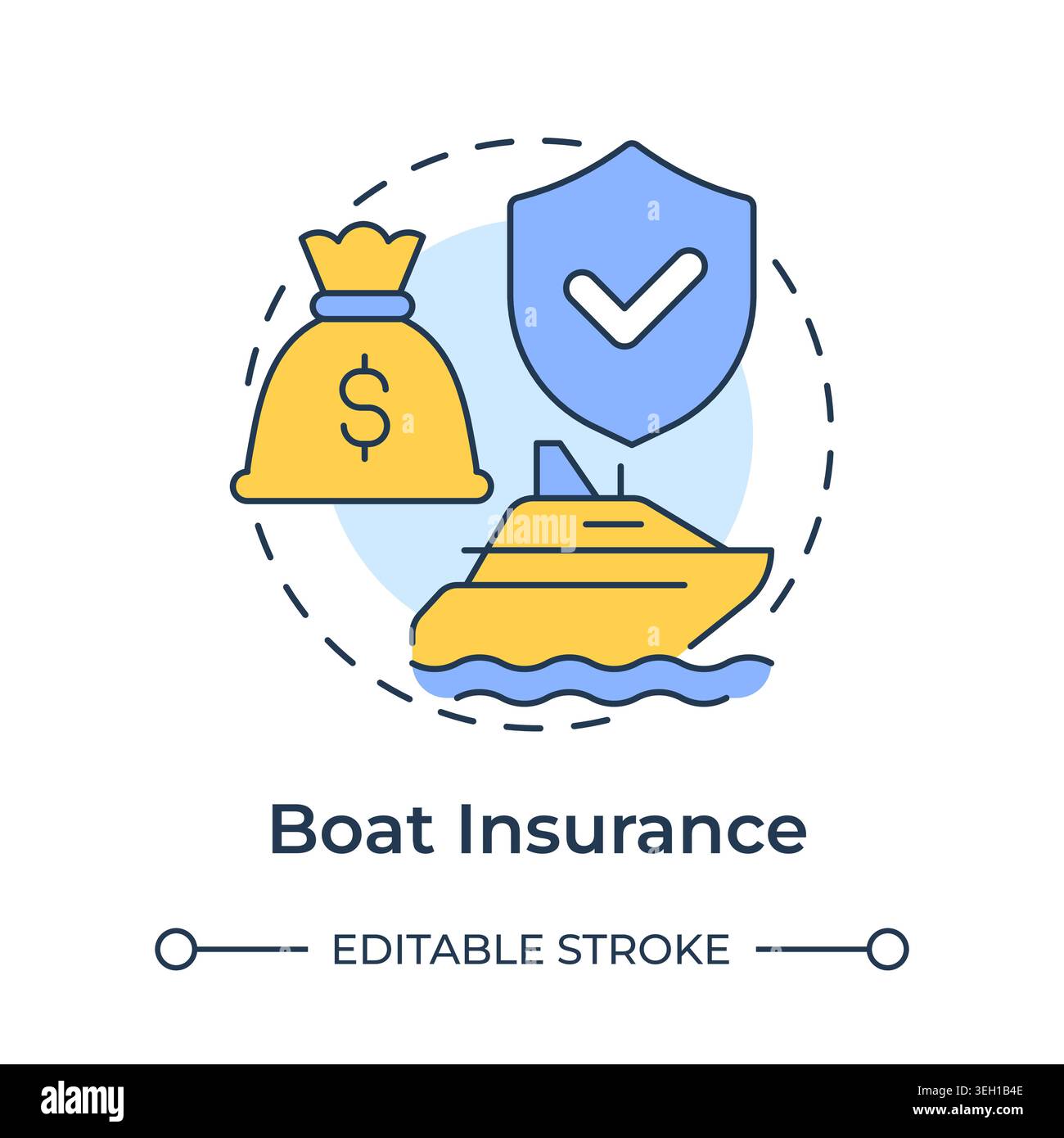 Boat insurance multi color concept icon Stock Vector