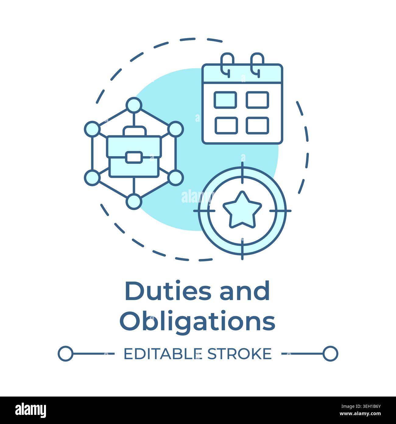 Duties and obligations soft blue concept icon Stock Vector