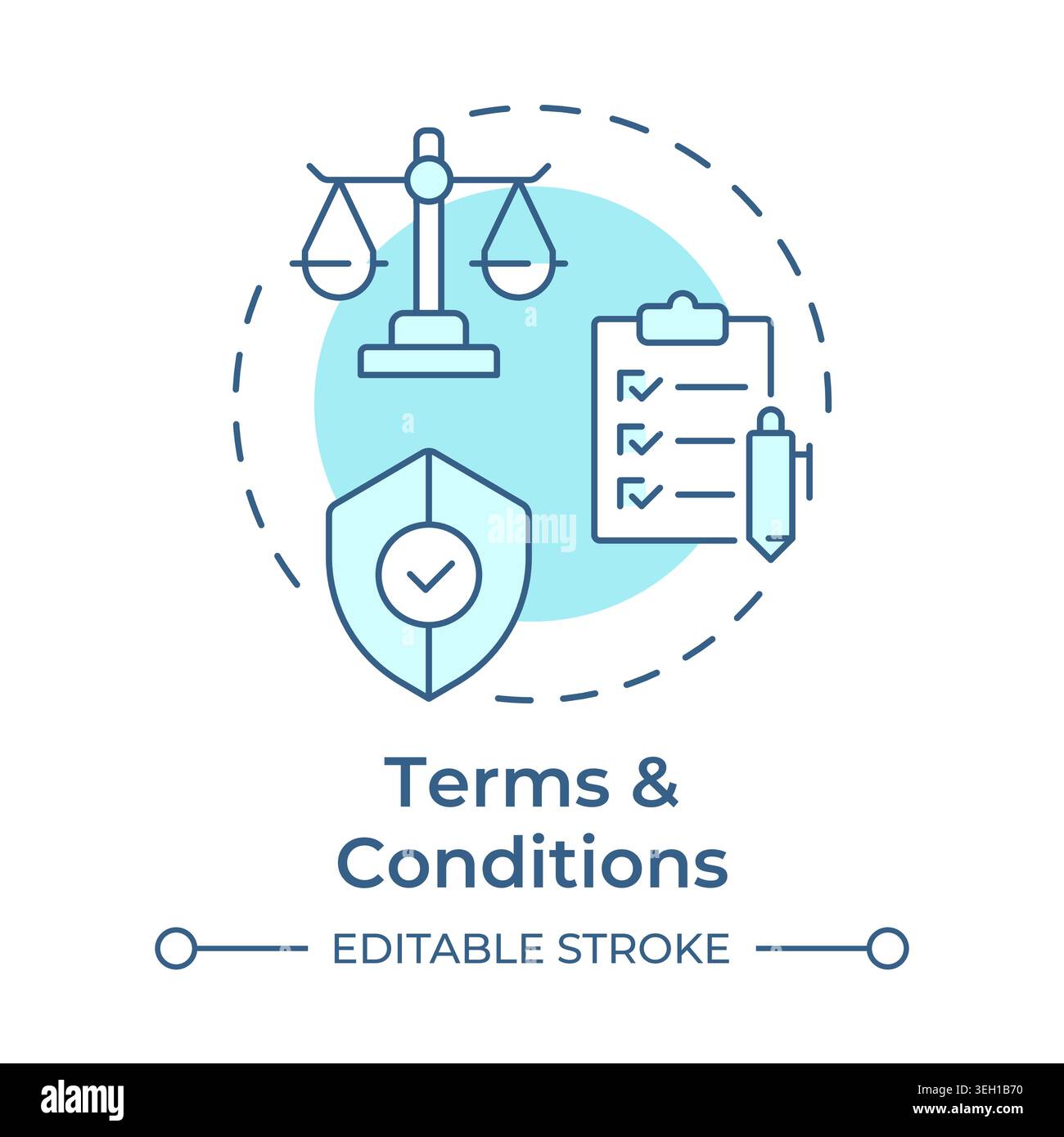 Terms and conditions soft blue concept icon Stock Vector
