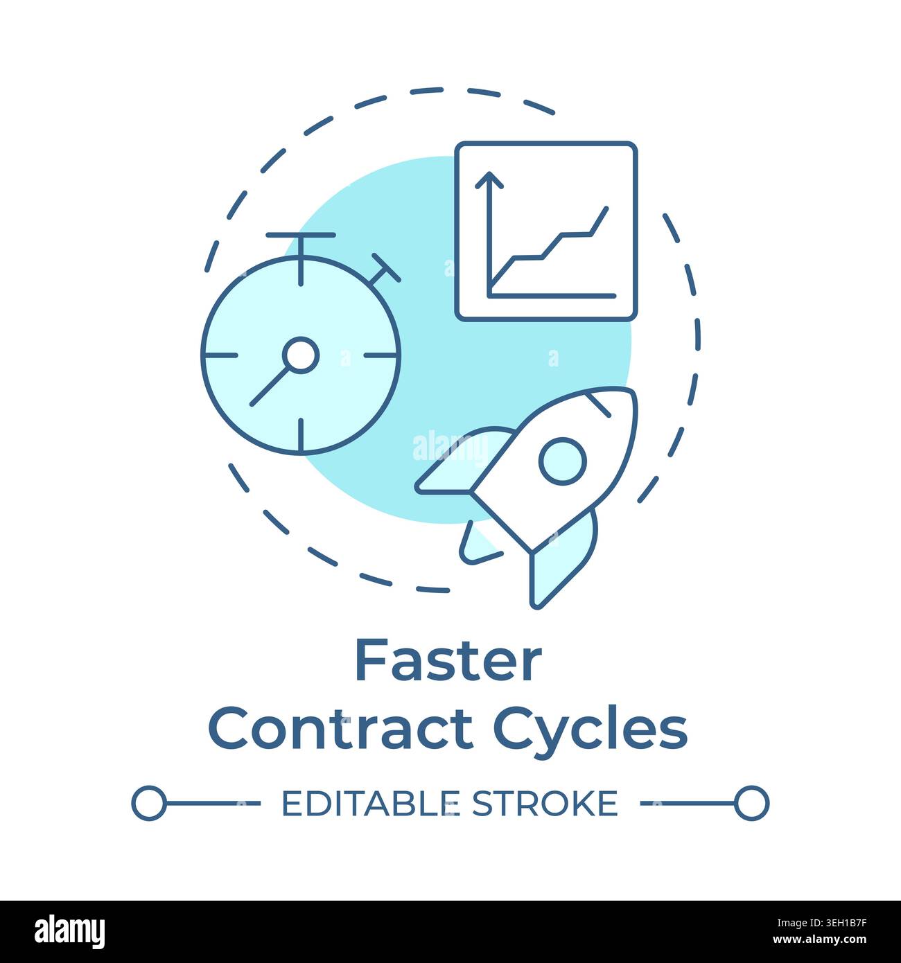 Faster contract cycles soft blue concept icon Stock Vector