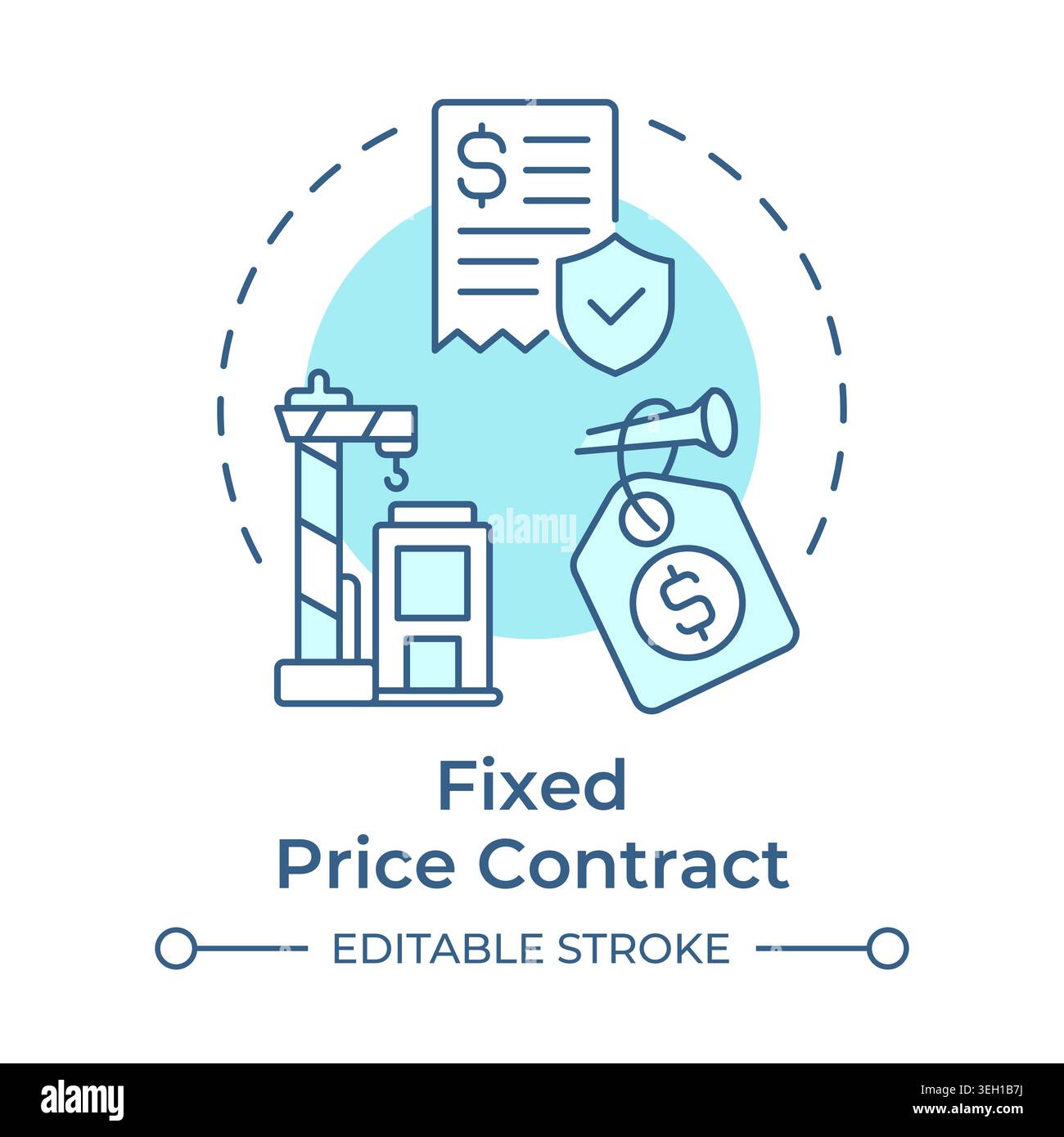 Fixed price contract soft blue concept icon Stock Vector