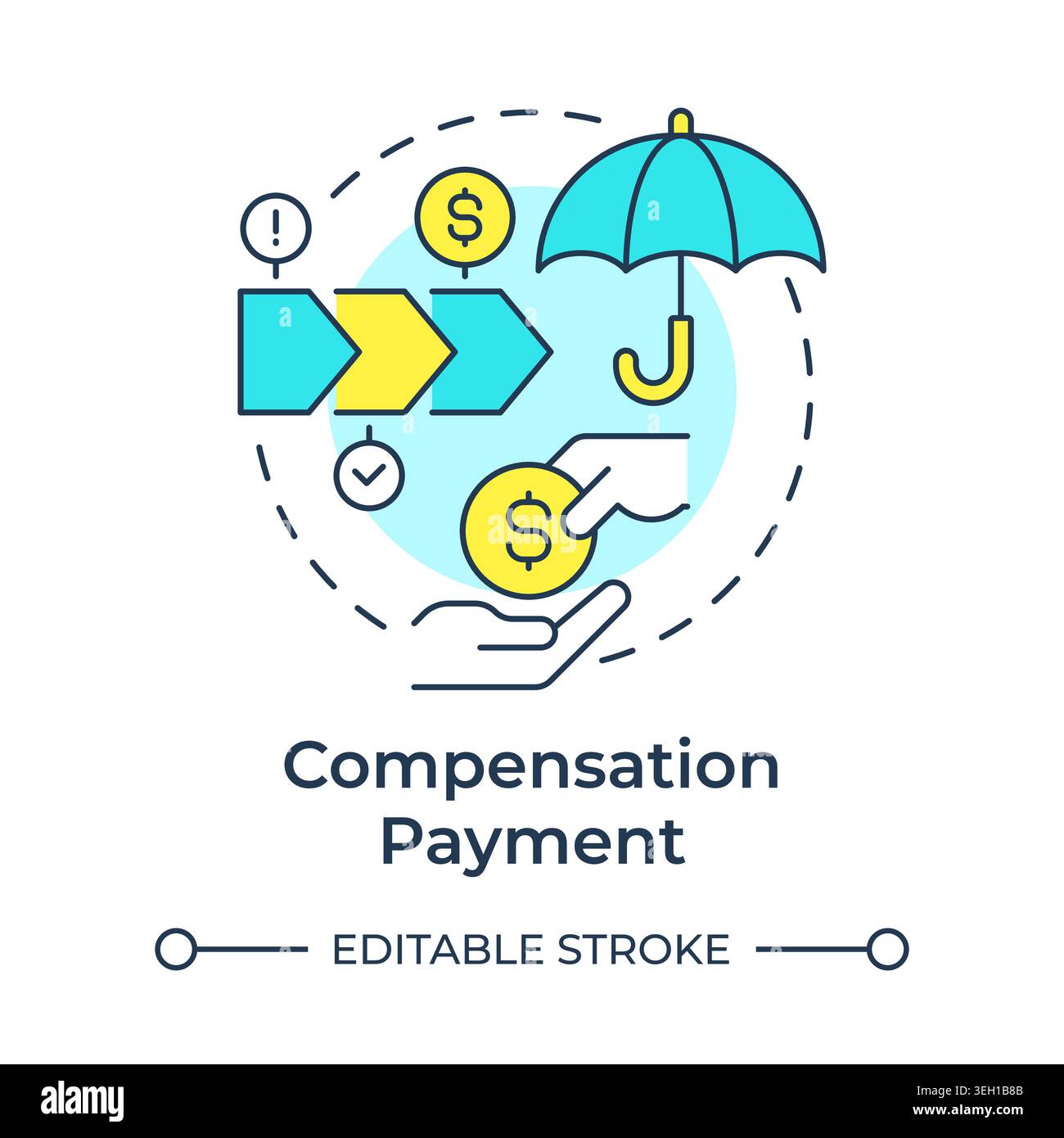 Compensation payment multi color concept icon Stock Vector
