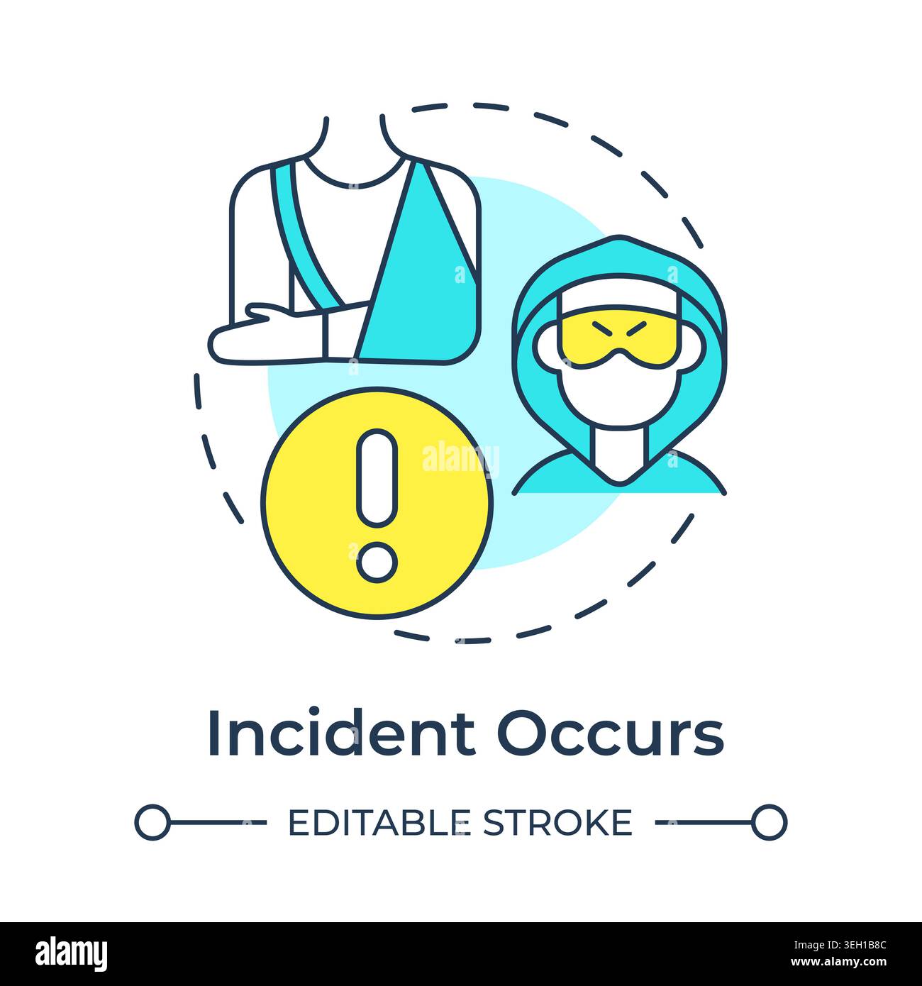 Incident occurs multi color concept icon Stock Vector