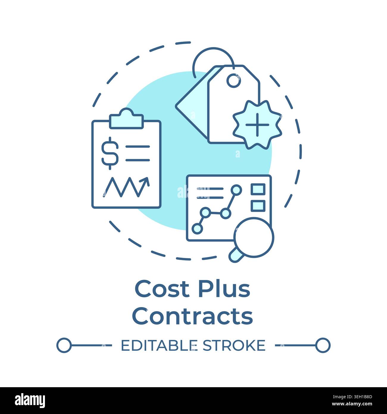 Cost plus contracts soft blue concept icon Stock Vector