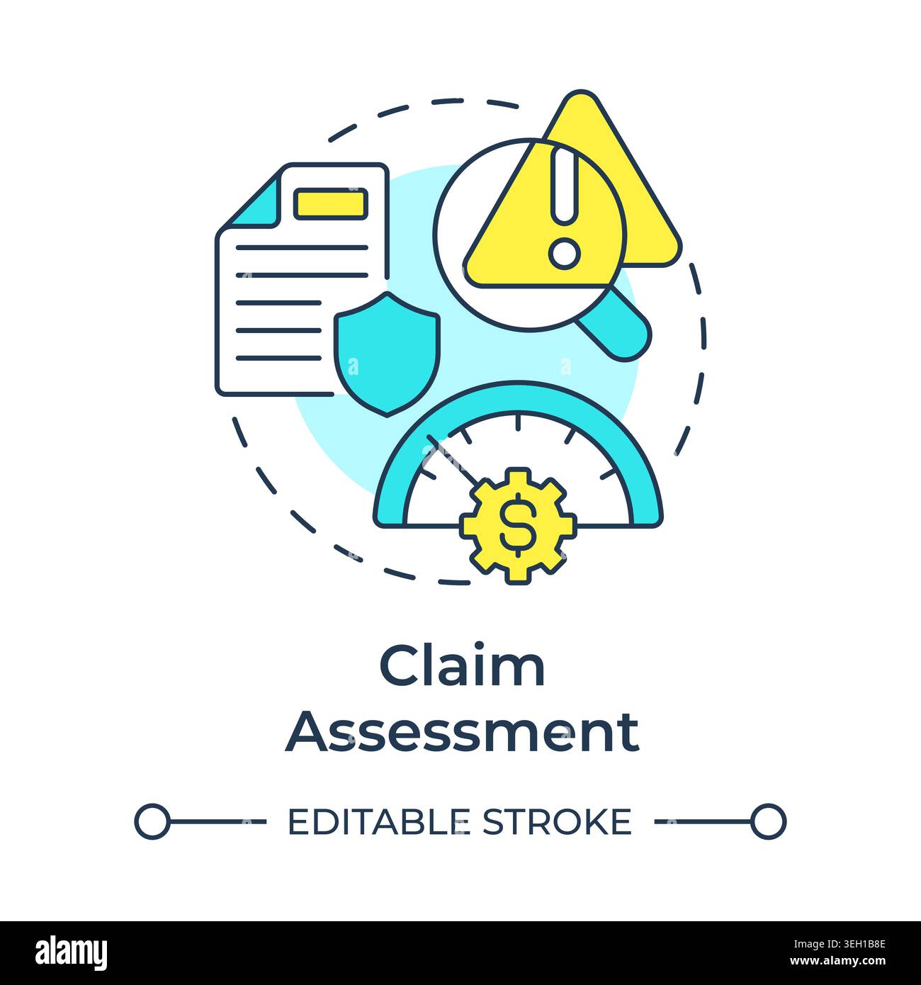 Claim assessment multi color concept icon Stock Vector