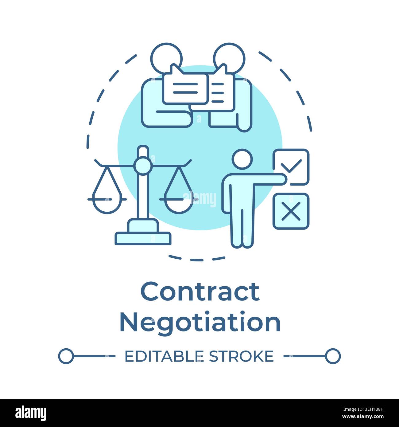 Contract negotiation soft blue concept icon Stock Vector