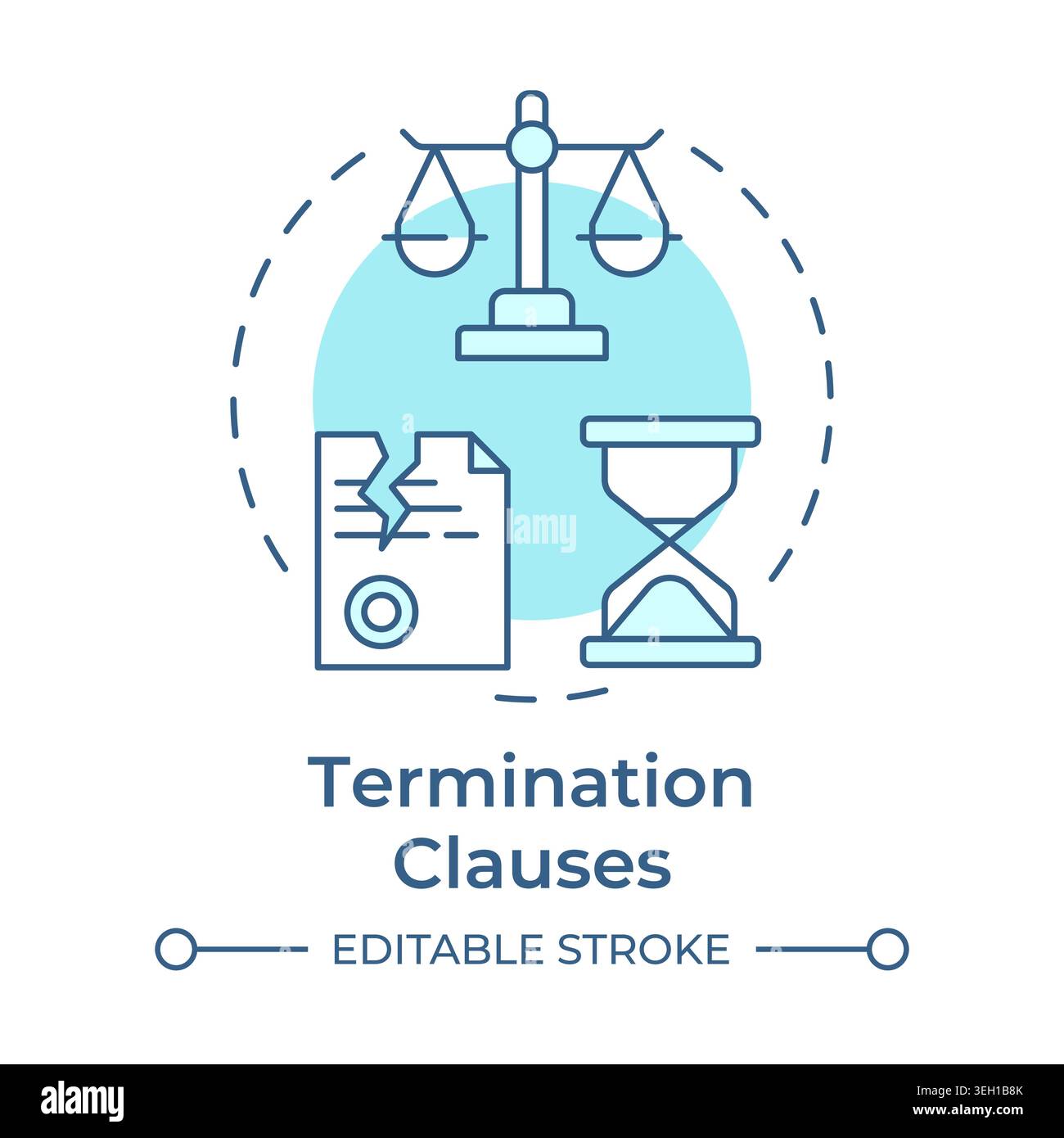 Termination clauses soft blue concept icon Stock Vector