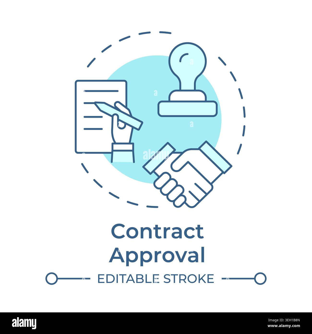Contract approval soft blue concept icon Stock Vector