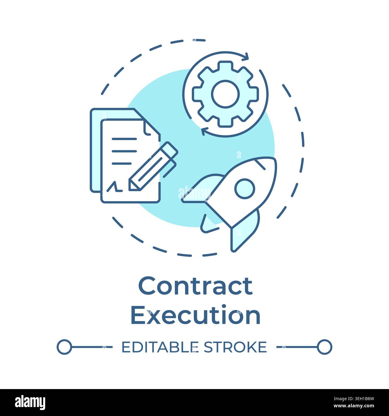 Contract execution soft blue concept icon Stock Vector