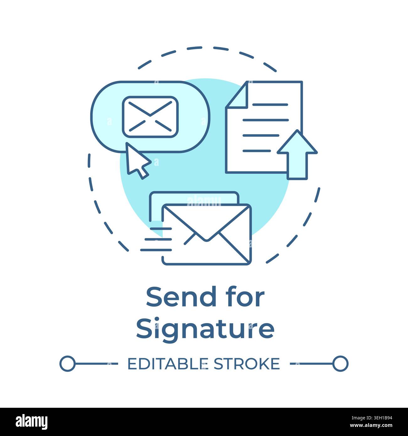 Send for signature soft blue concept icon Stock Vector