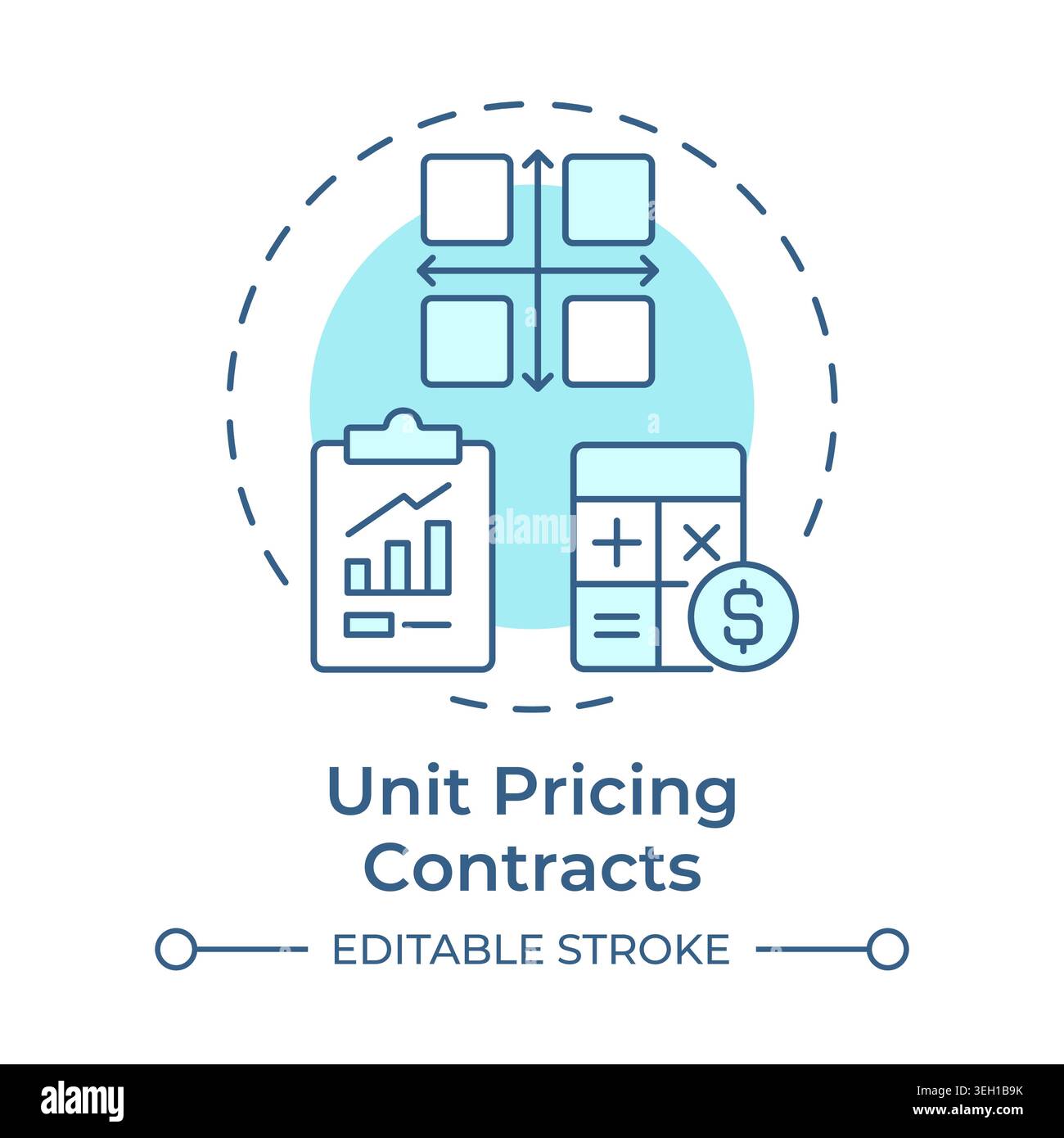 Unit pricing contracts soft blue concept icon Stock Vector