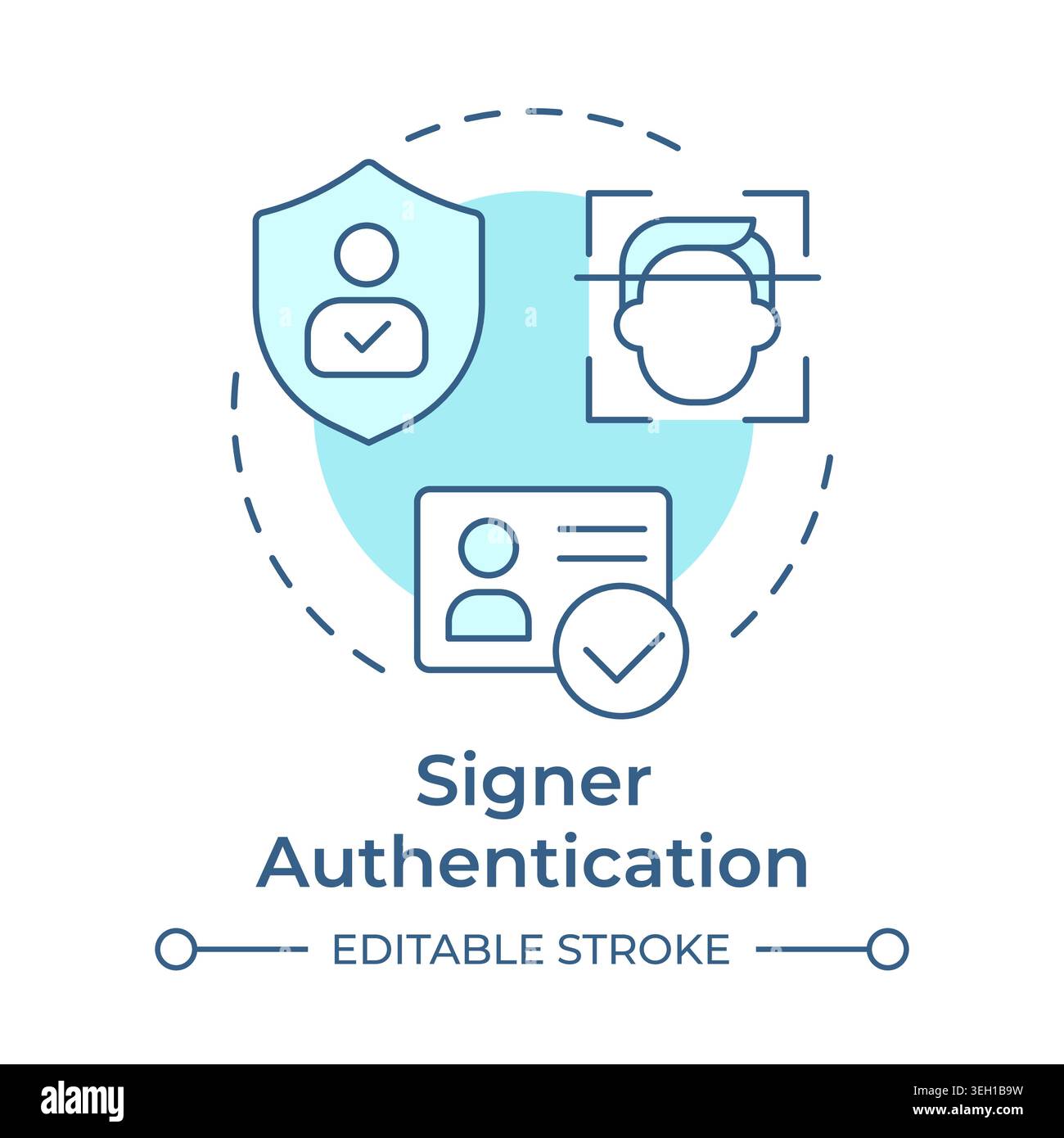Signer authentication soft blue concept icon Stock Vector