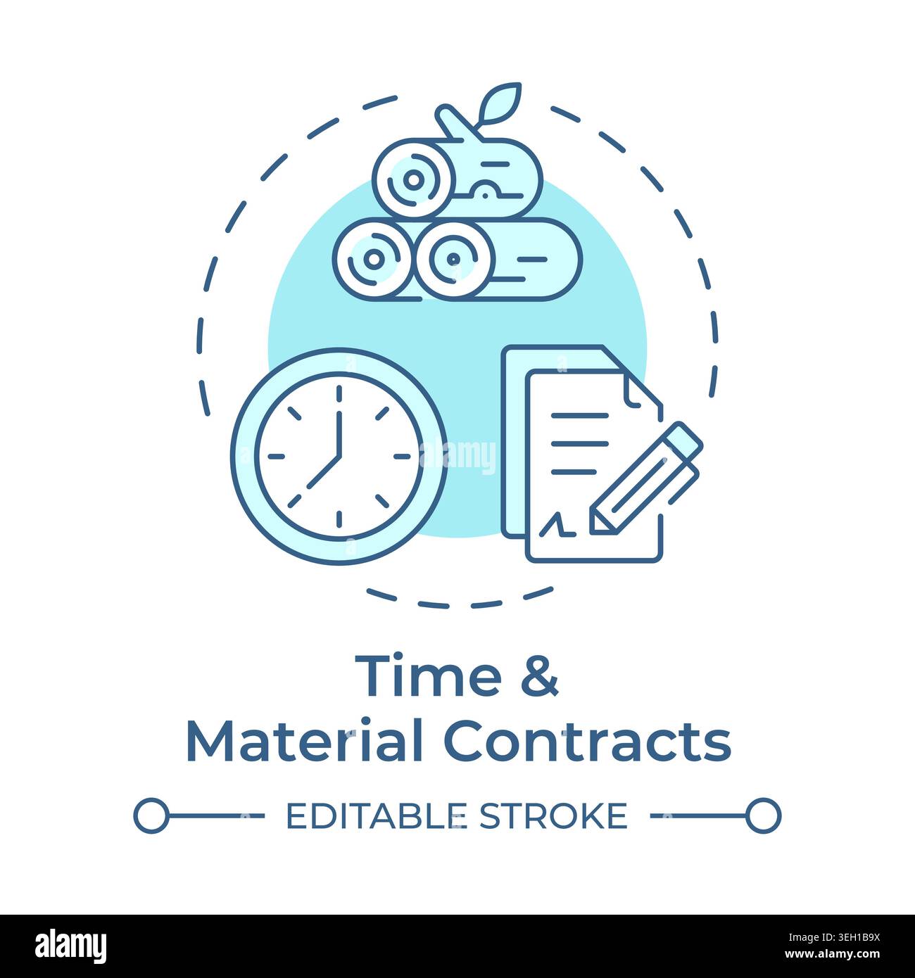Time and material contracts soft blue concept icon Stock Vector