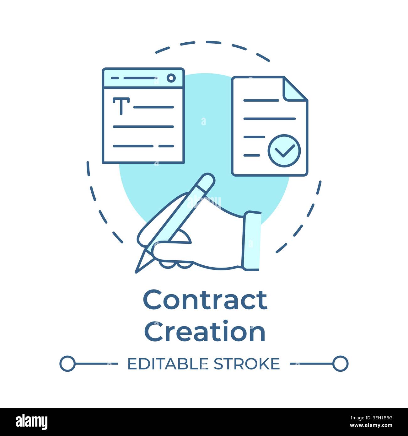Contract creation soft blue concept icon Stock Vector