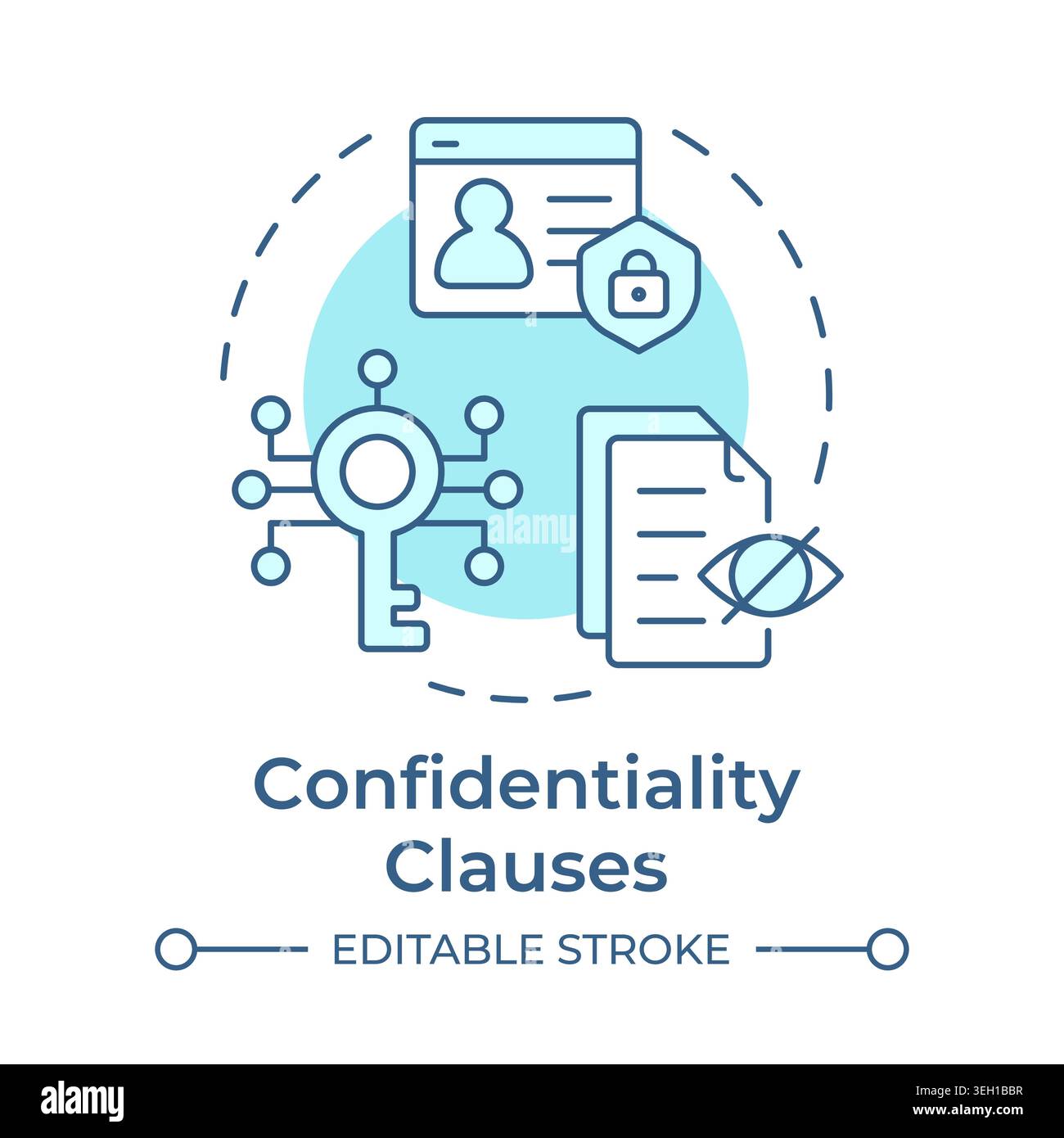 Confidentiality clauses soft blue concept icon Stock Vector