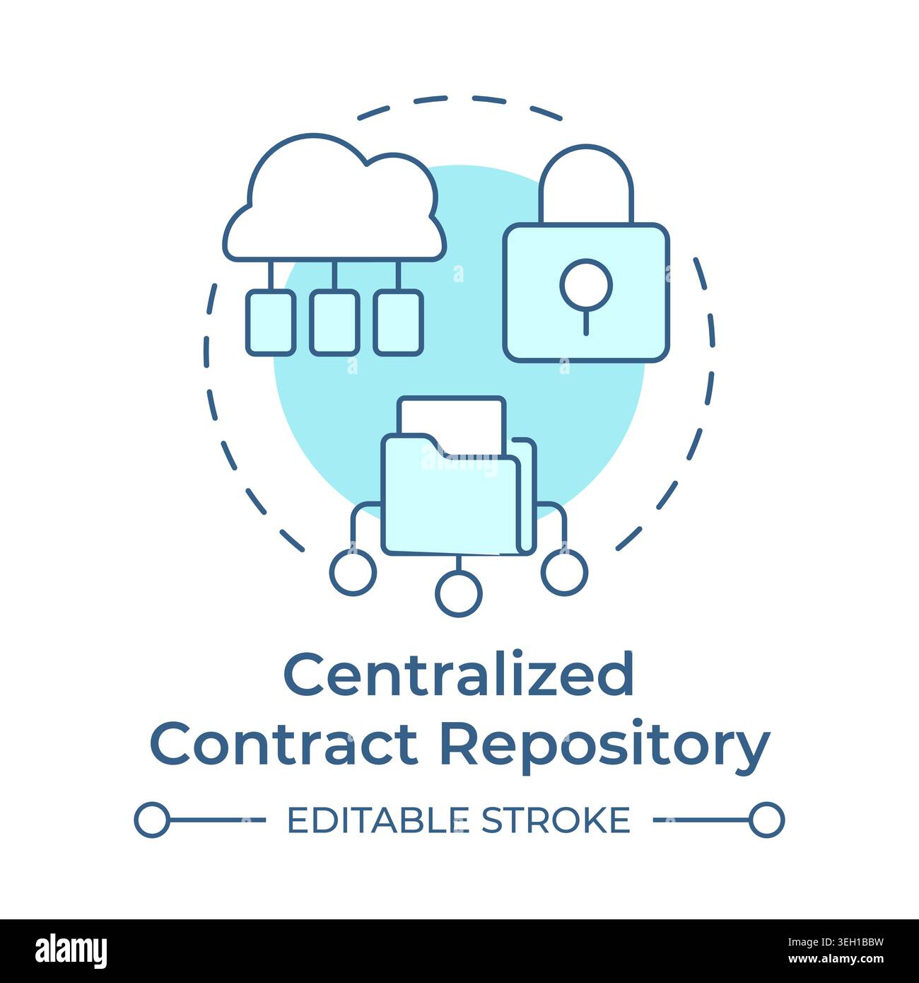 Centralized contract repository soft blue concept icon Stock Vector