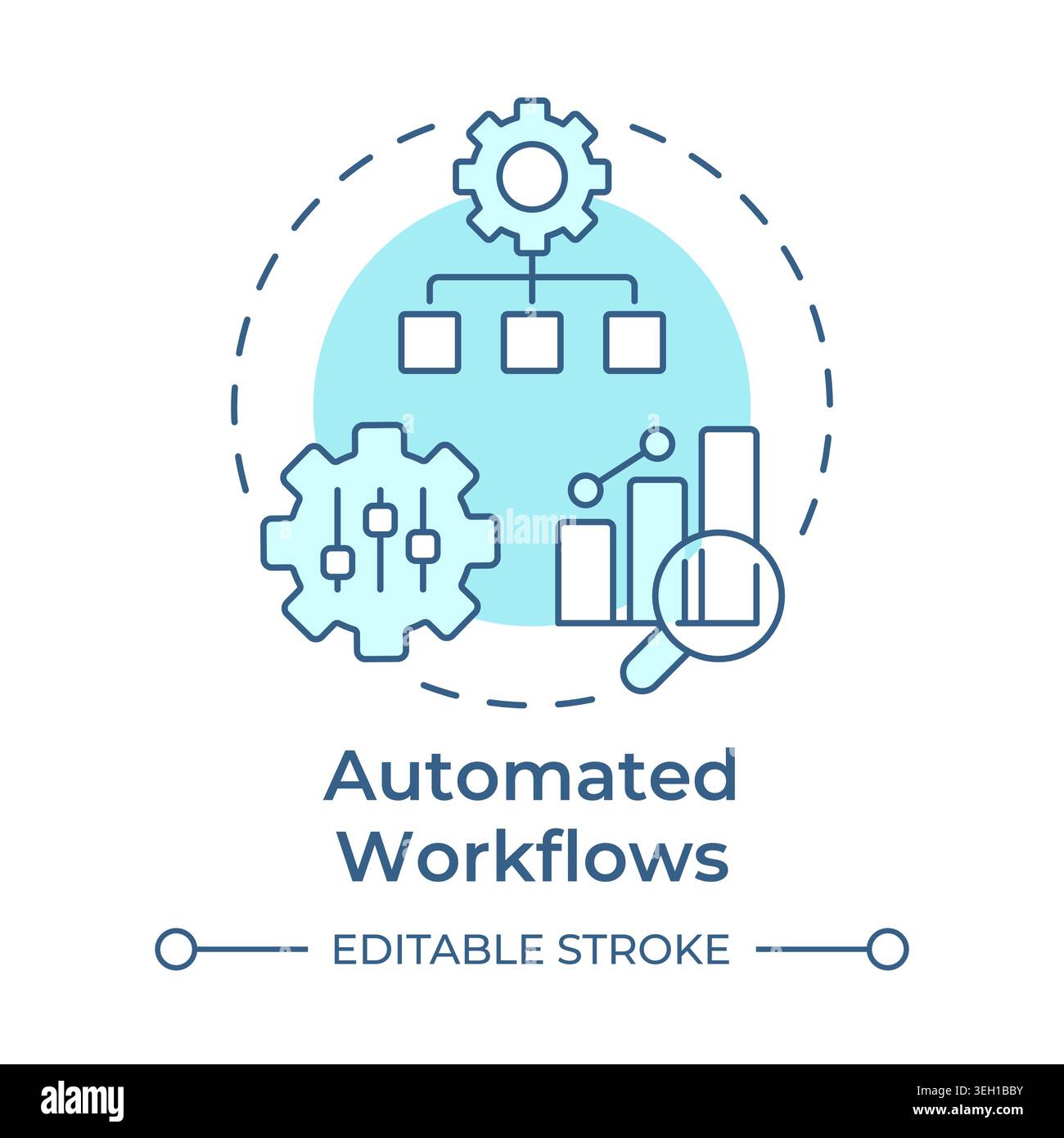 Automated workflows soft blue concept icon Stock Vector