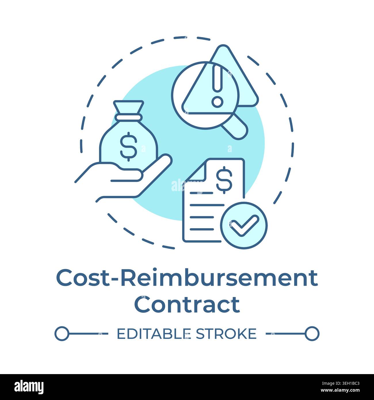 Cost reimbursement contract soft blue concept icon Stock Vector