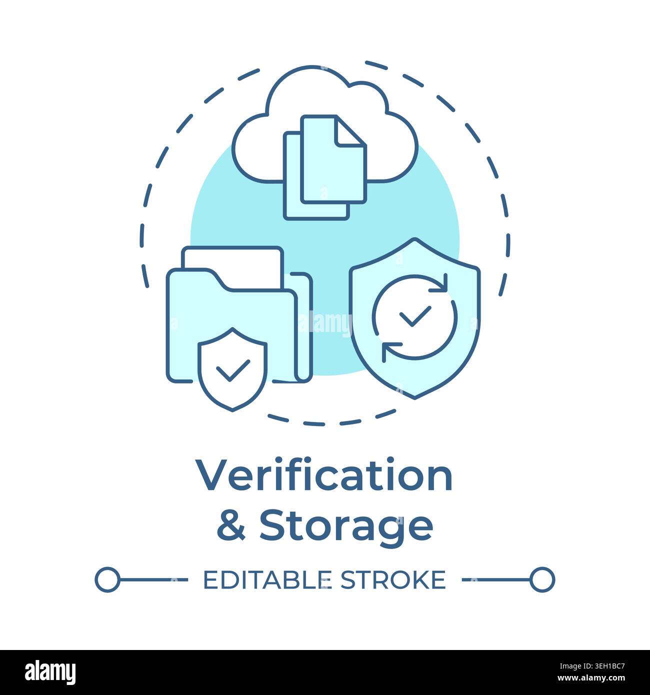 Verification and storage soft blue concept icon Stock Vector