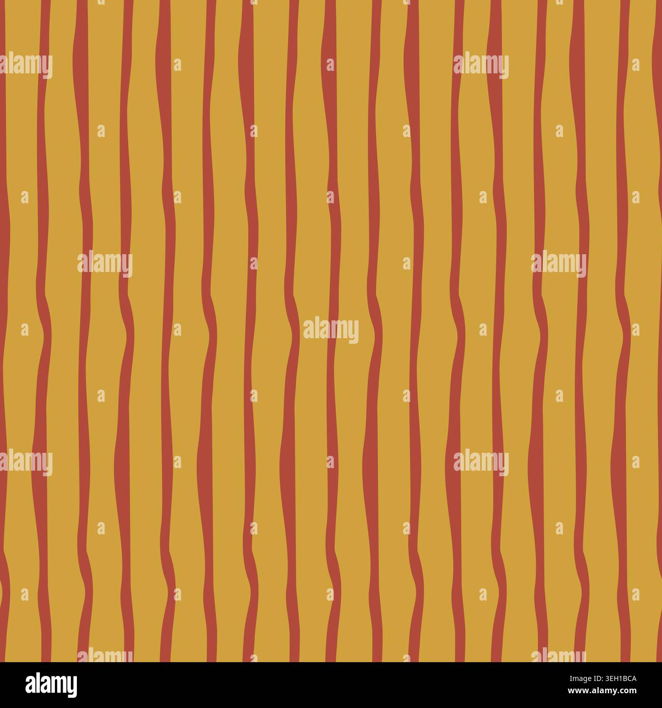 Hand Drawn Ochre Yellow Vertical Stripes Stock Vector