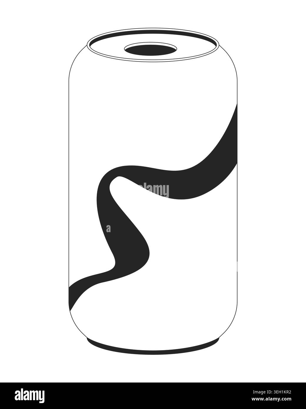 Wavy aluminum soda can 2D line object Stock Vector