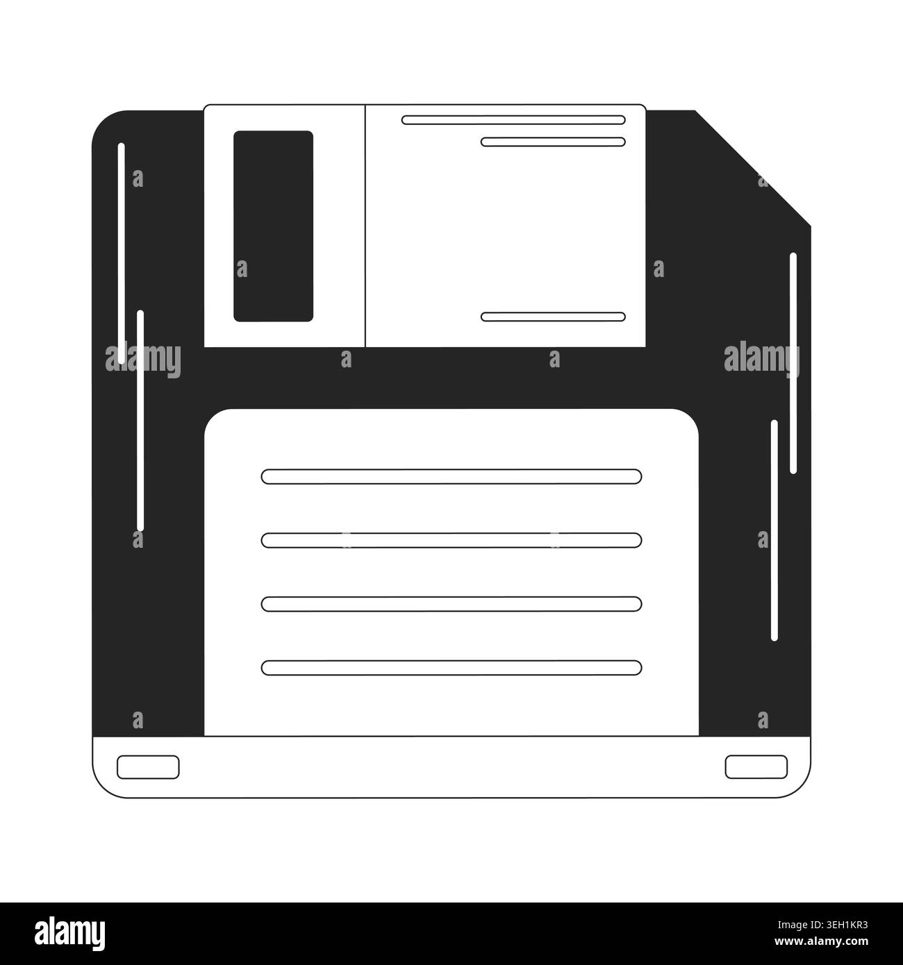 Retro floppy disk 2D line object Stock Vector